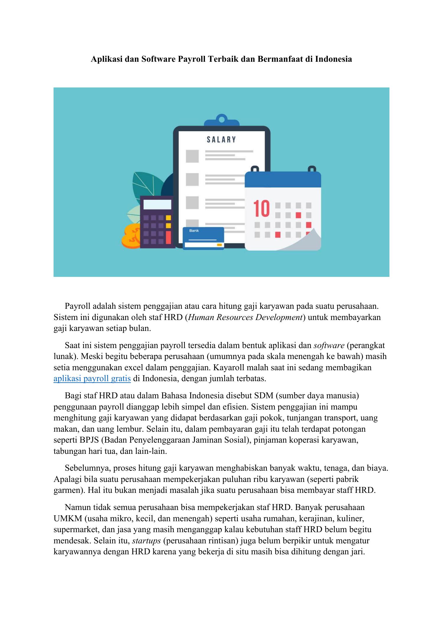 Aplikasi Dan Software Payroll Terbaik Dan Bermanfaat Di Indonesia.docx ...