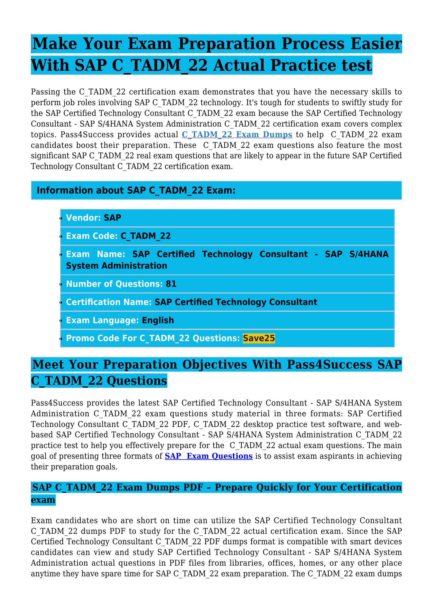 New C_TADM_22 Exam Bootcamp