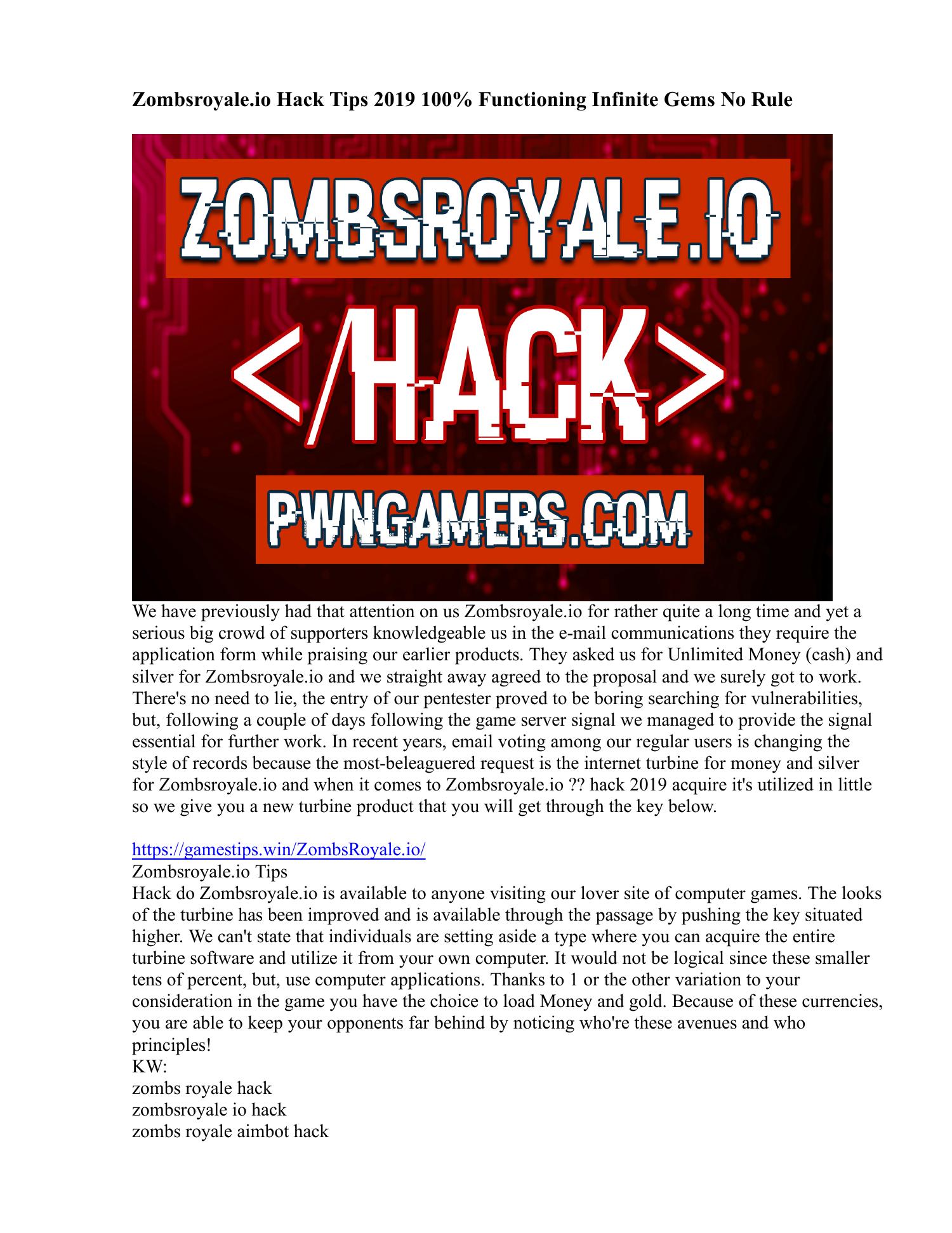 How To Hack In Zombsroyale.io (Free gems & Aimbot) 