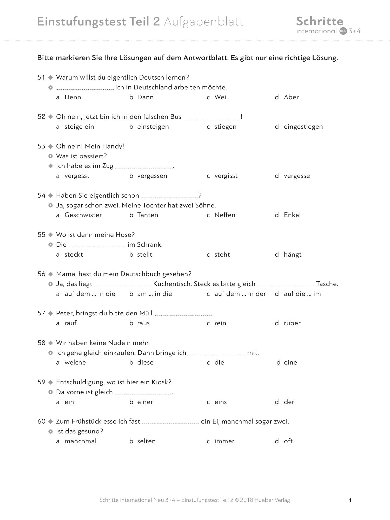 Schritte International Neu 3 4 Einstufungstest Teil 2 Pdf DocDroid