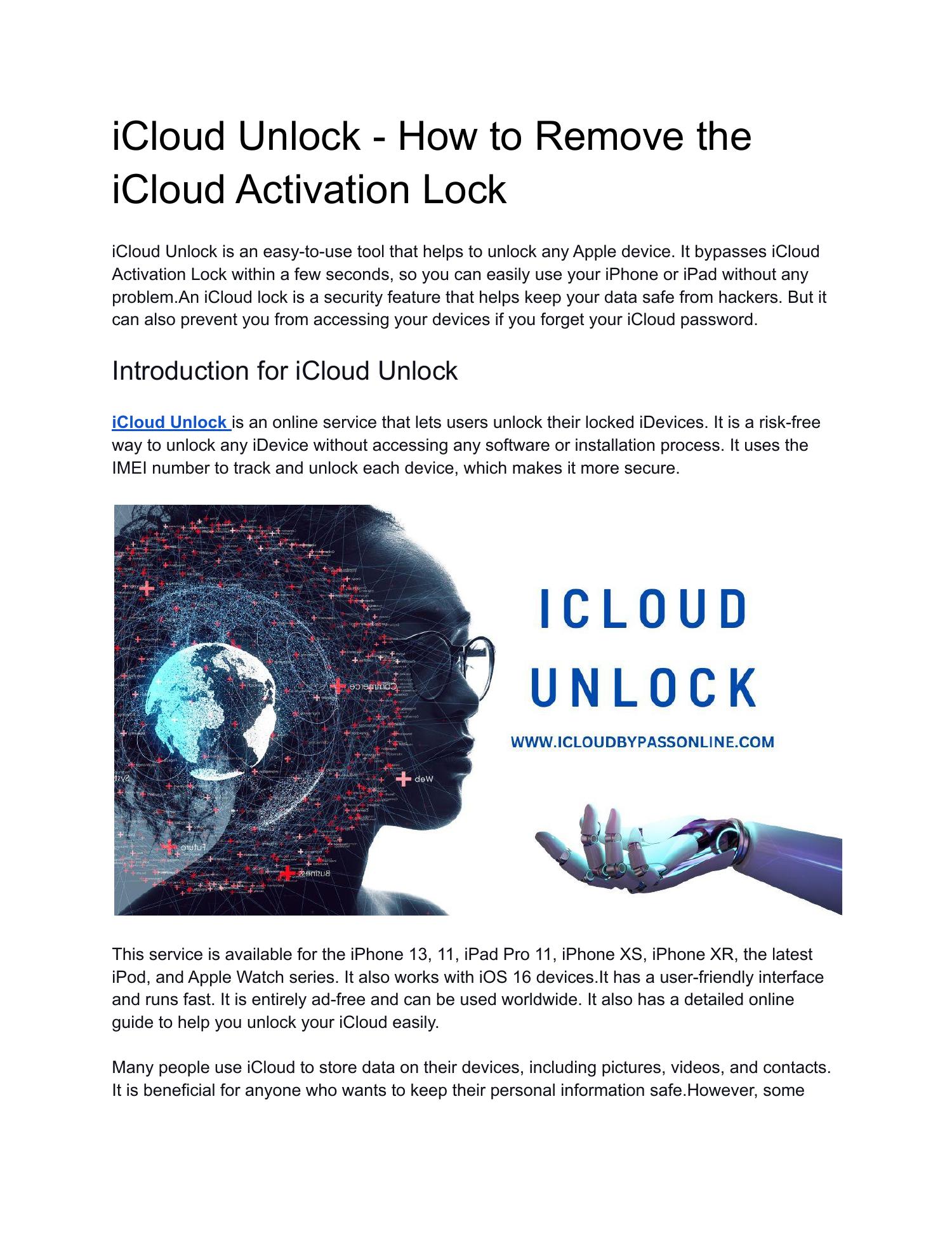 ICloud Unlock How To Remove The ICloud Activation Lock Pdf DocDroid