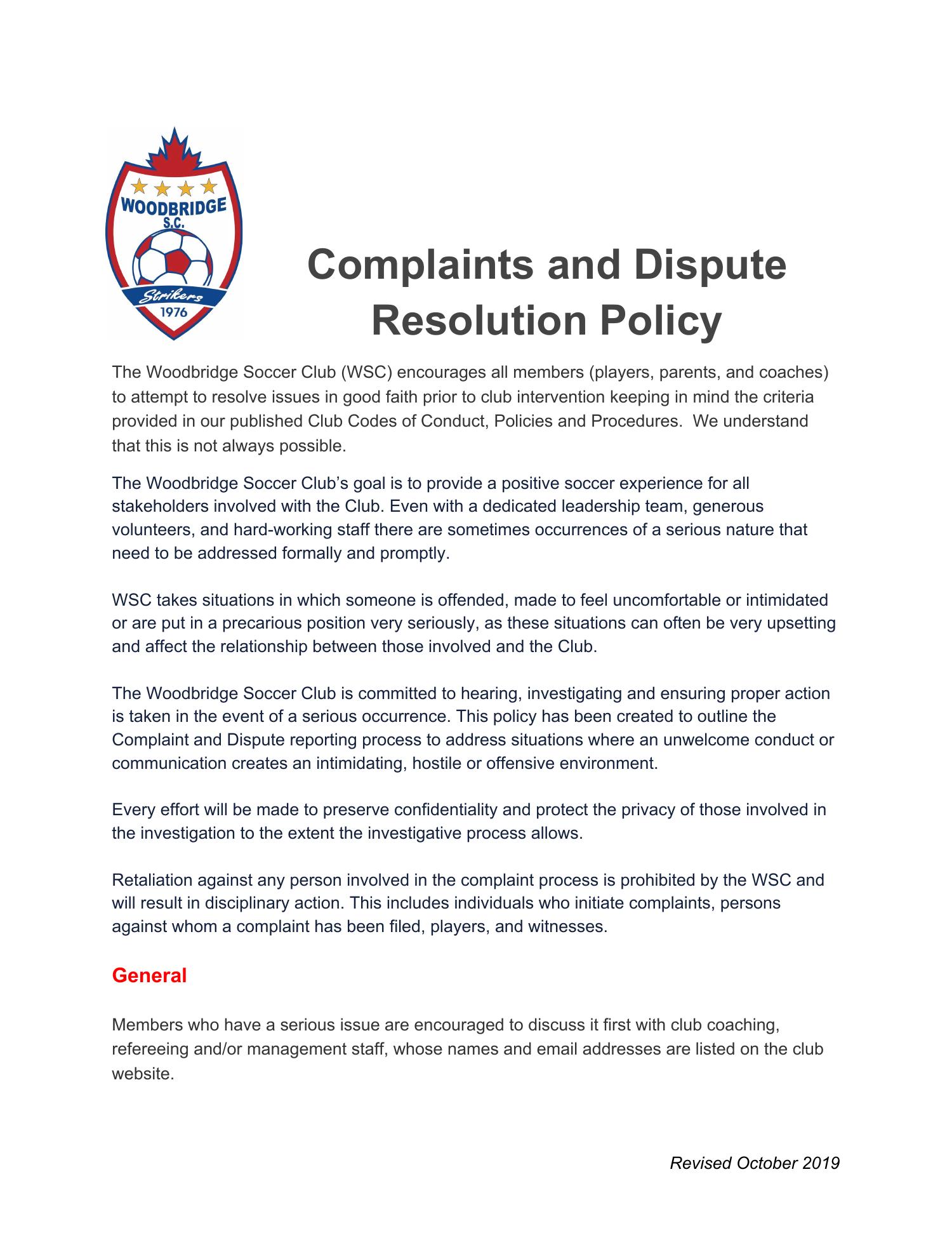 Complaints And Dispute Resolution Policy Pdf Docdroid