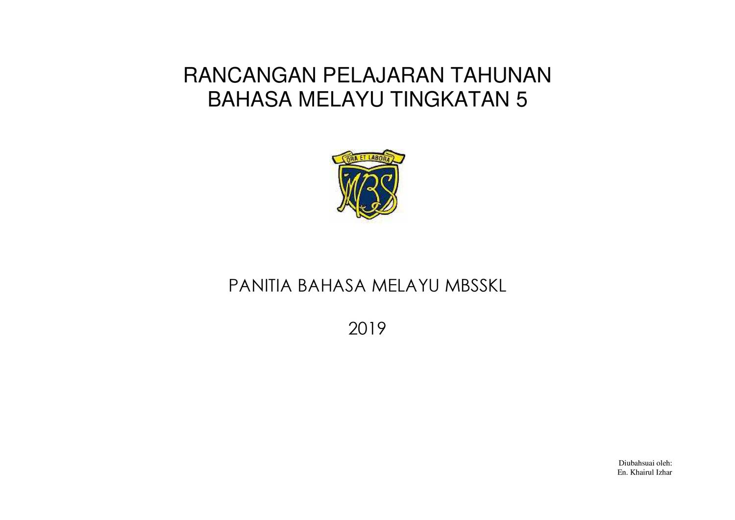 Rancangan Pelajaran Tahunan T5 Bm 2019 Pdf Pdf Docdroid