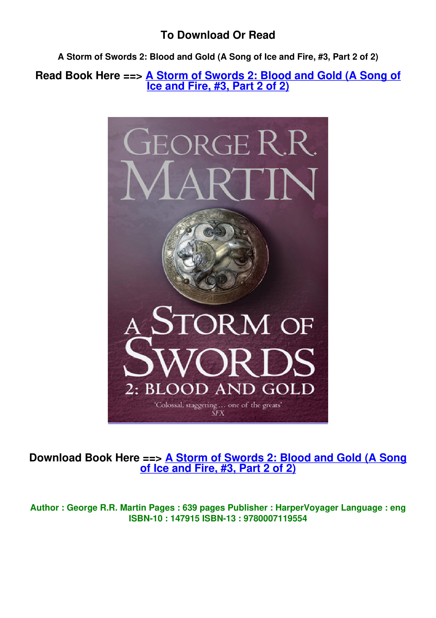 download pdf A Storm of Swords 2 Blood and Gold A Song of Ice and Fire ...