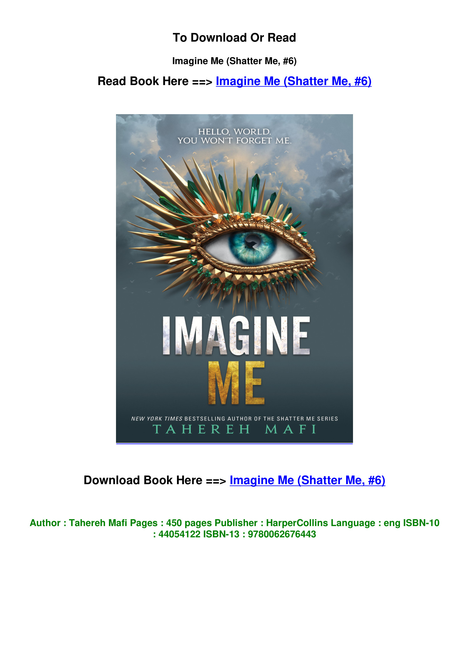 Imagine Me (The Shatter Me Series) (Shatter Me, 6)