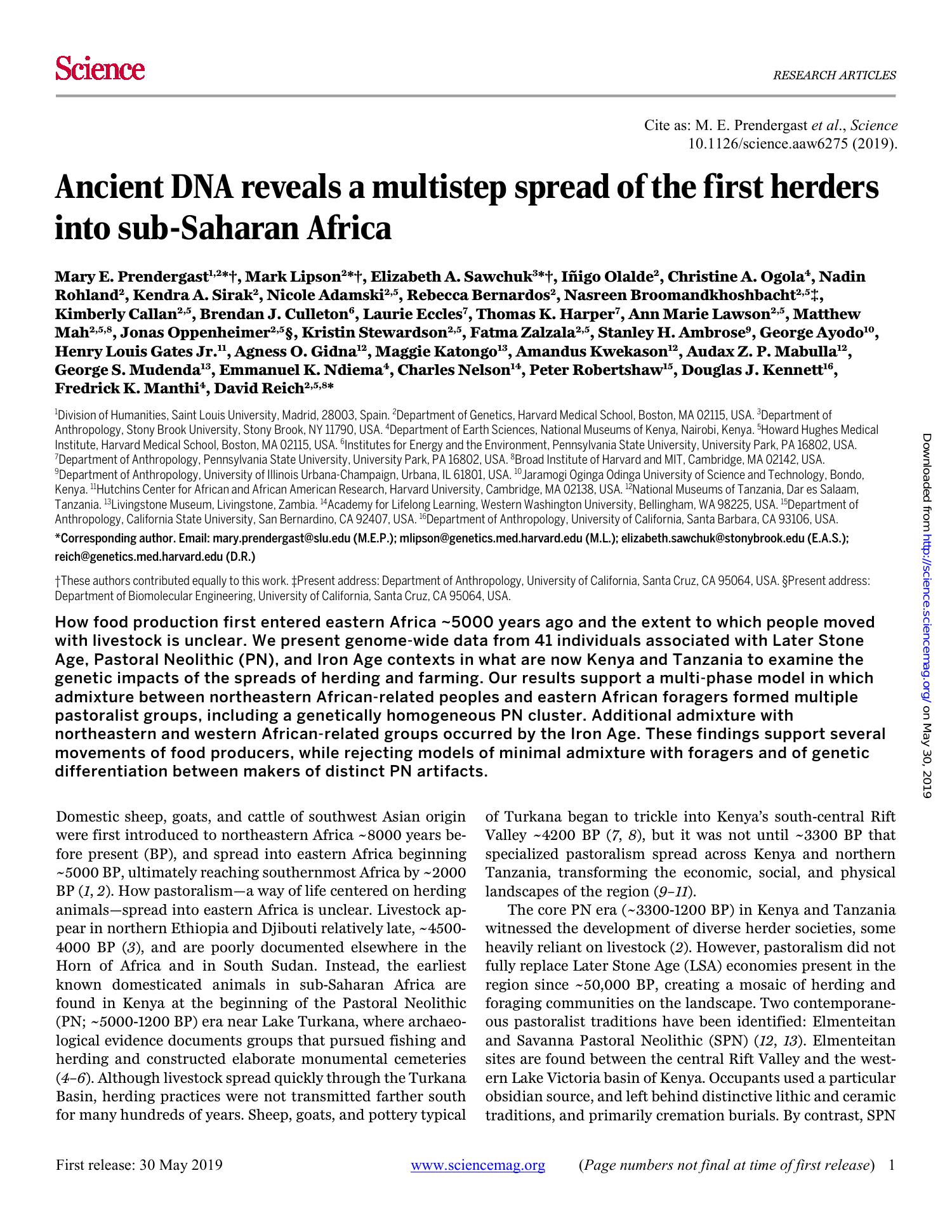 Ancient DNA Reveals A Multistep Spread Of The First Herders Into Sub ...