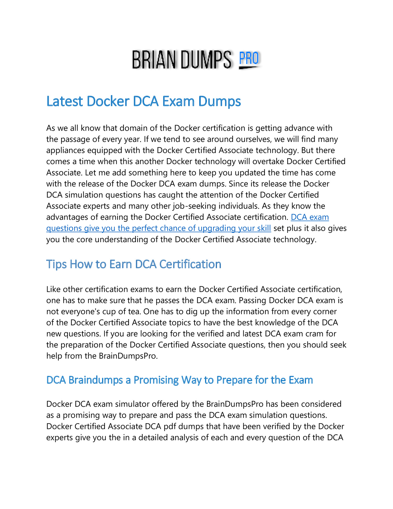 Download DCA Free Dumps