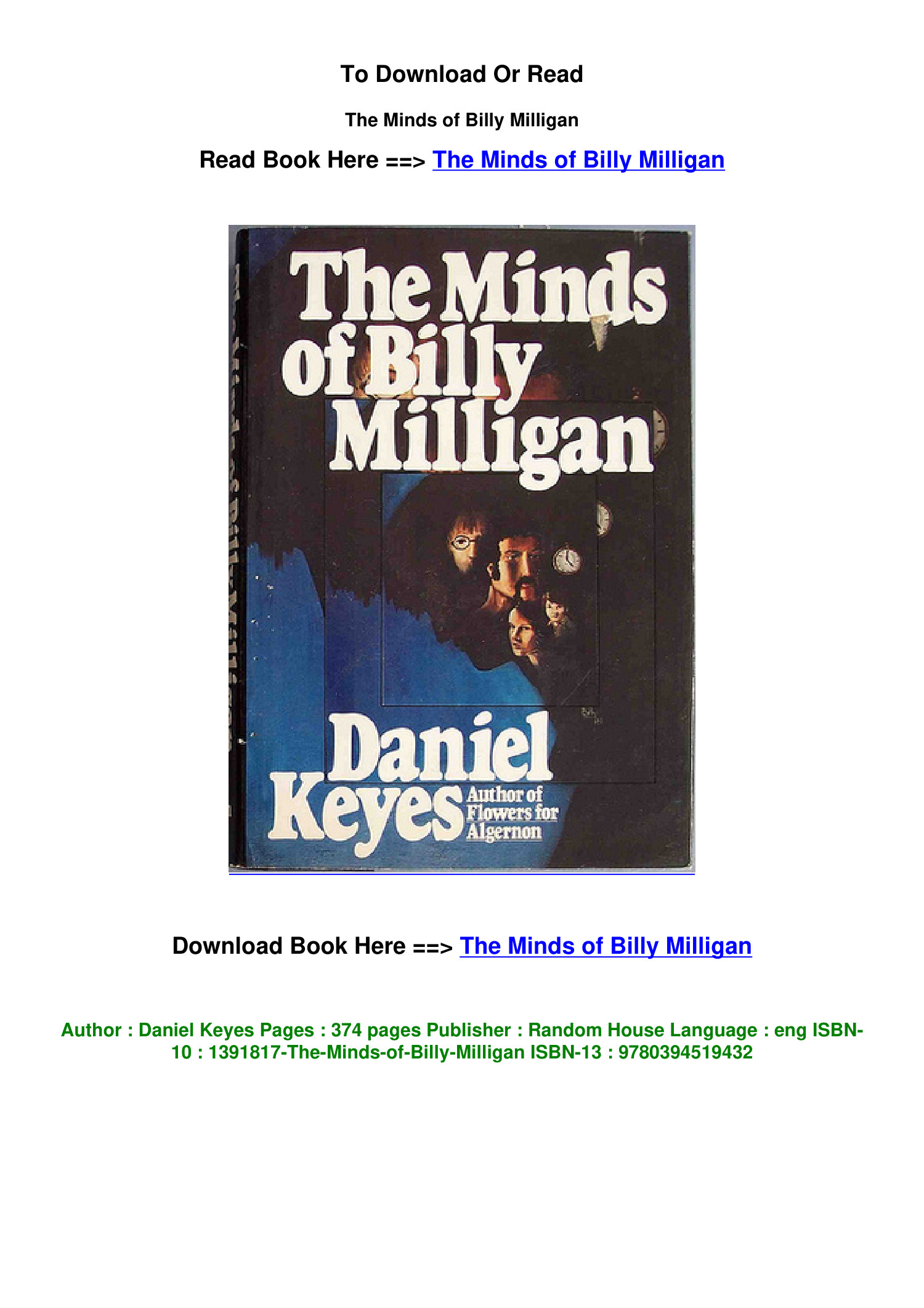 The Minds of Billy Milligan by Daniel Keyes