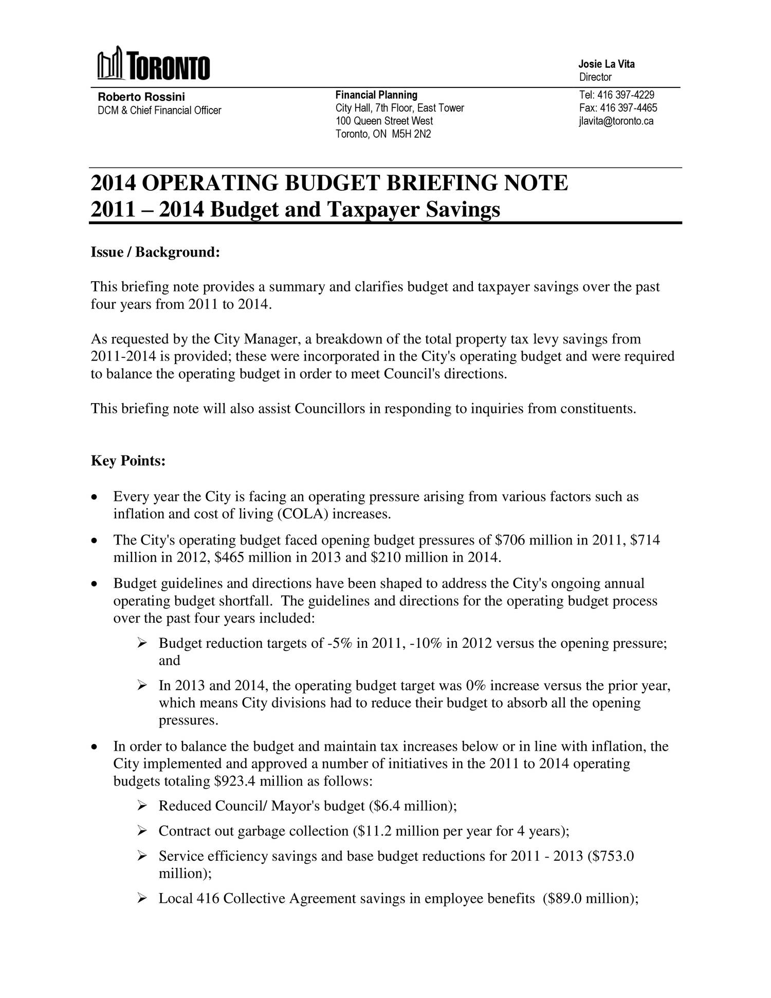 2014 OPERATING BUDGET BRIEFING NOTE SAVINGS.pdf | DocDroid