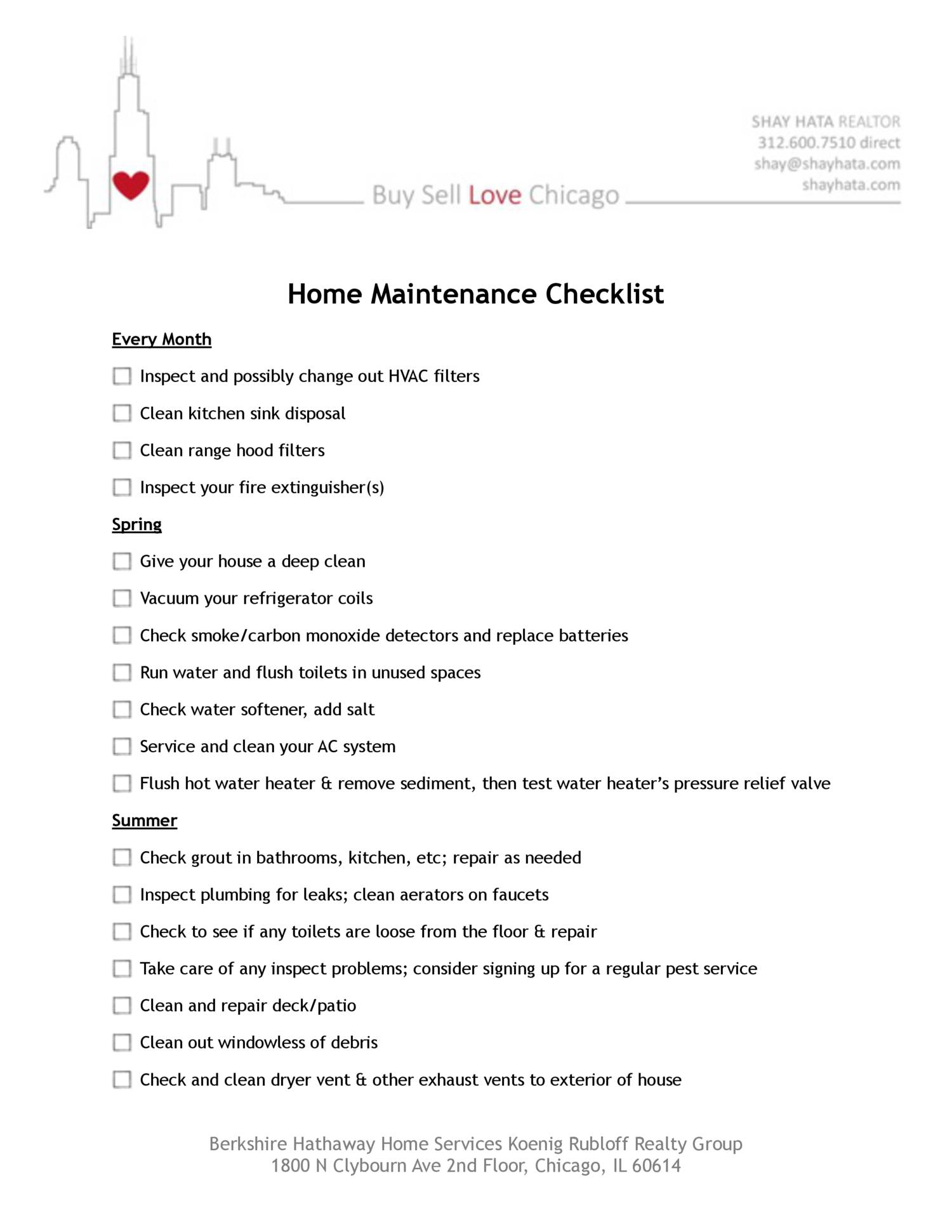 Home Maintenance Checklist pdf DocDroid