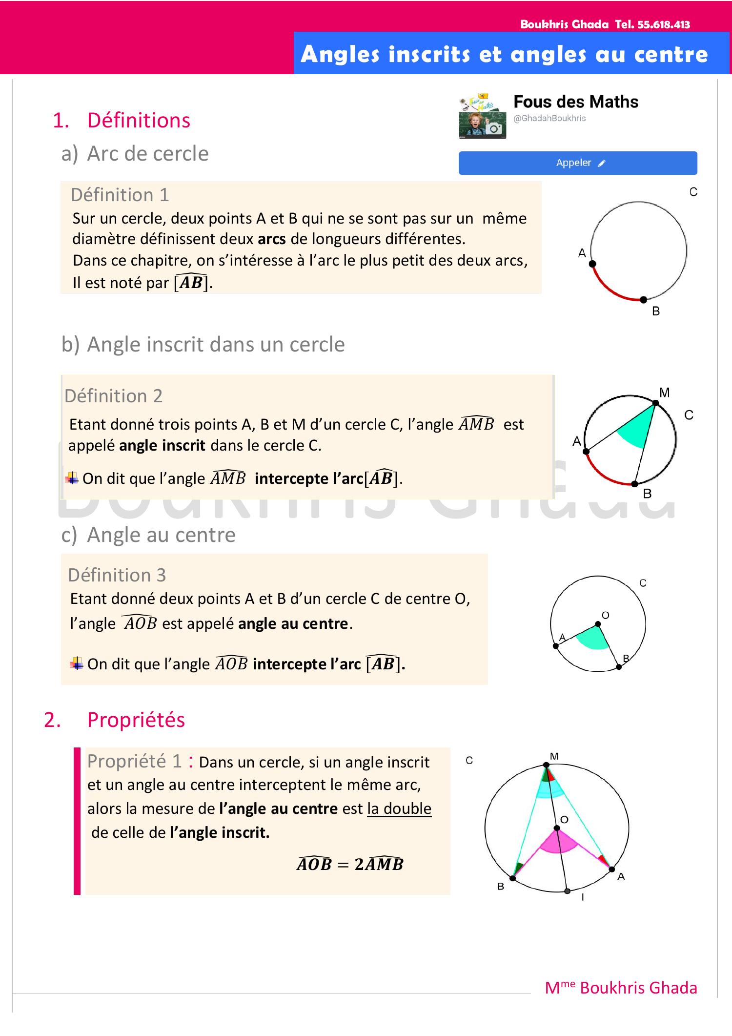 Angles Au Centre Et Angles Inscrits Pdf Docdroid