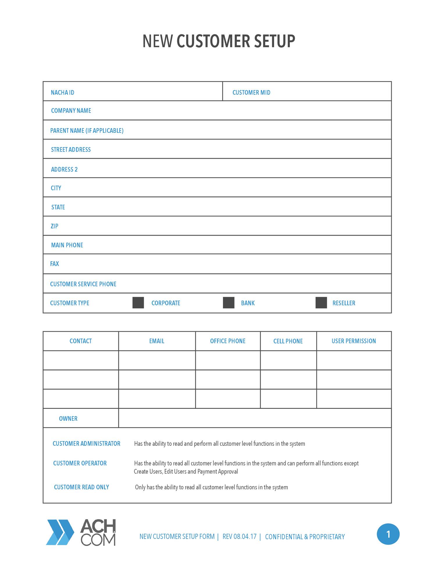 ACH New Customer Setup Form pdf DocDroid