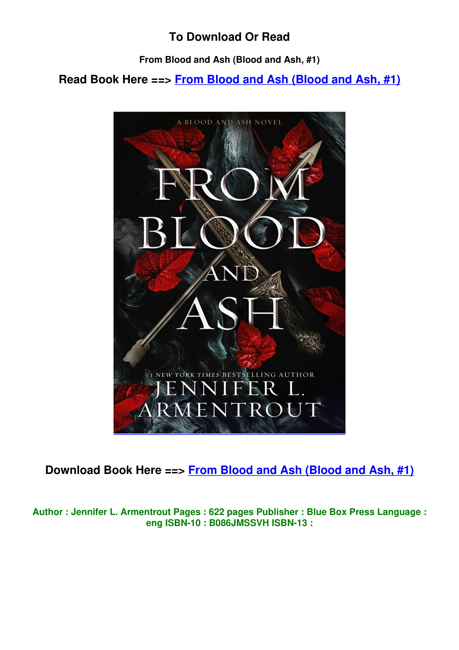 download Pdf From Blood and Ash Blood and Ash 1 By Jennifer L ...