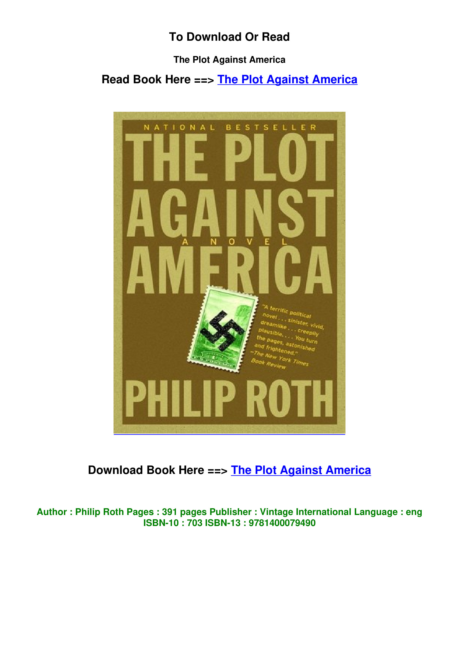 DOWNLOAD epub The Plot Against America By Philip Roth.pdf | DocDroid