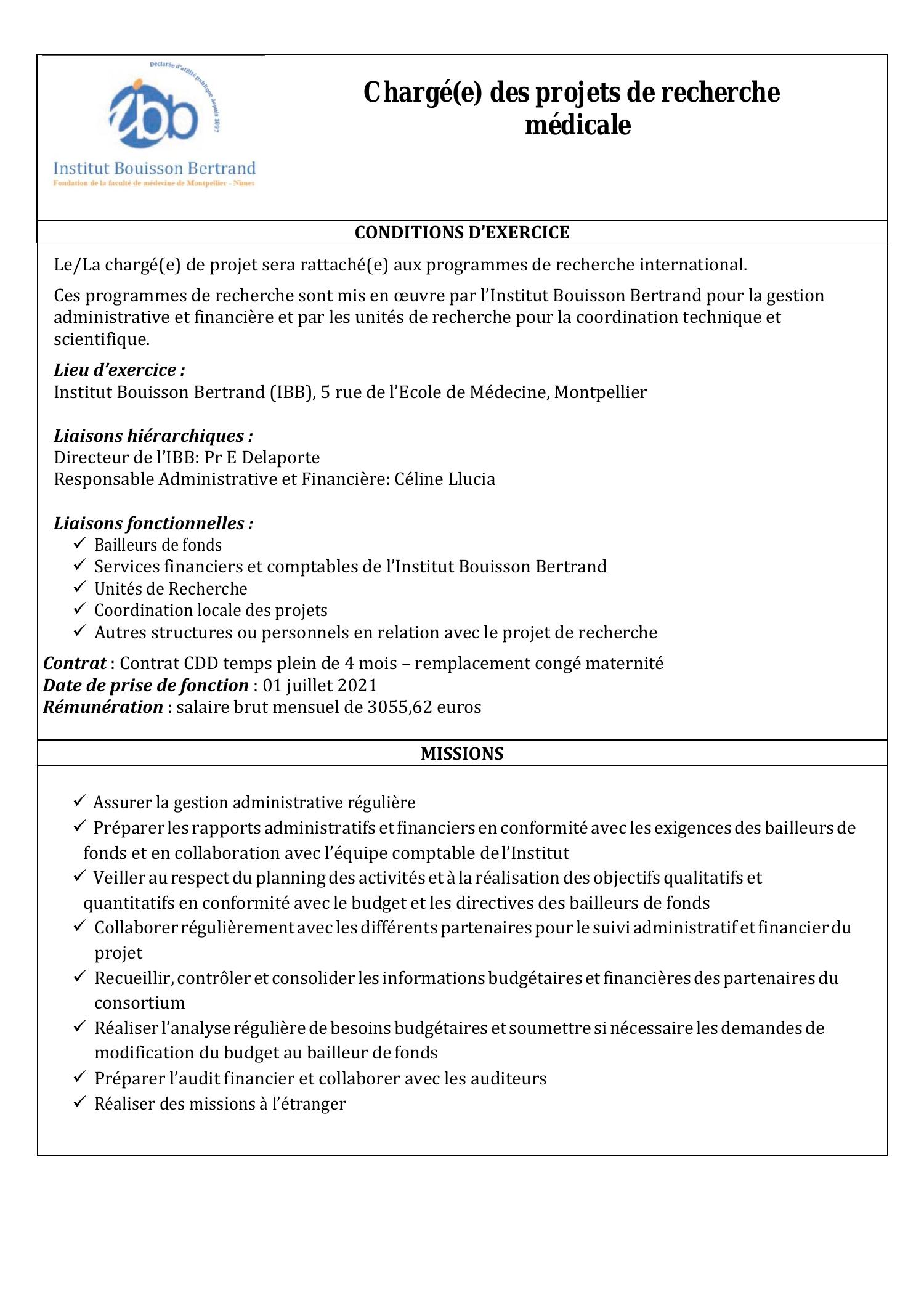 Fiche De Poste Gestionnaire Projet Remplacement Cong Mat Pdf Docdroid