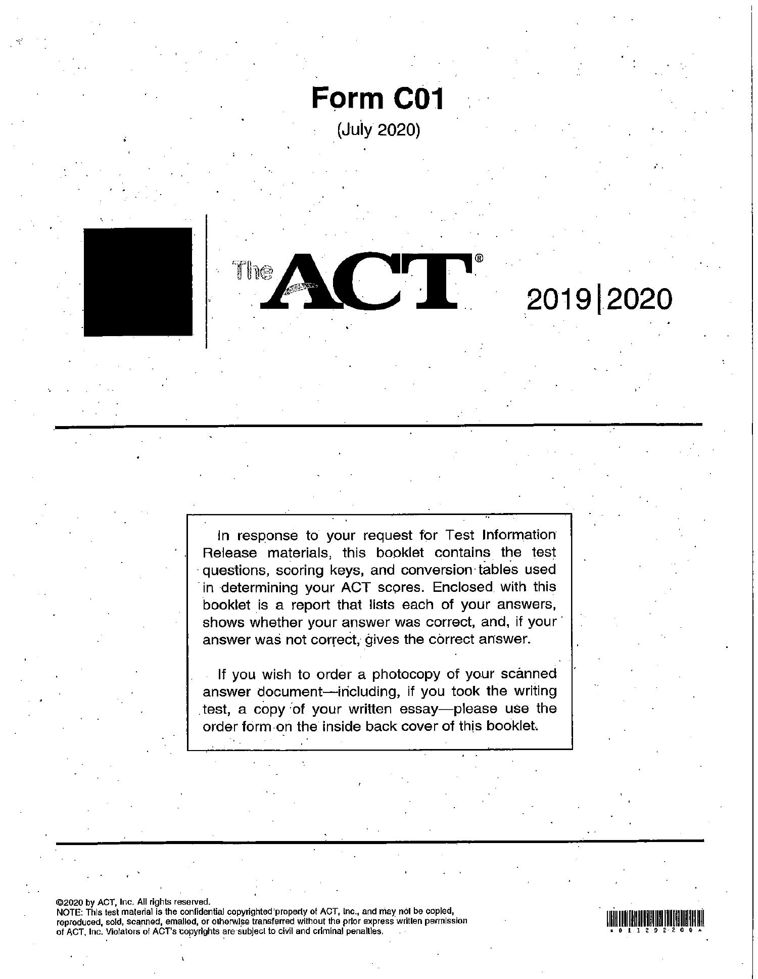 ACT exam July 2020 Form C01.pdf DocDroid