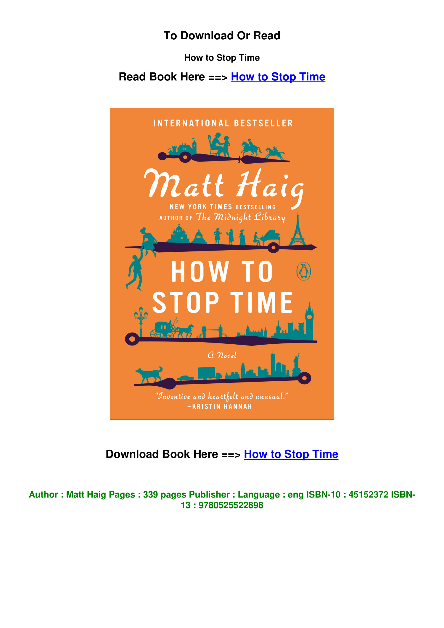 How to Stop Time by Matt Haig: 9780525522898