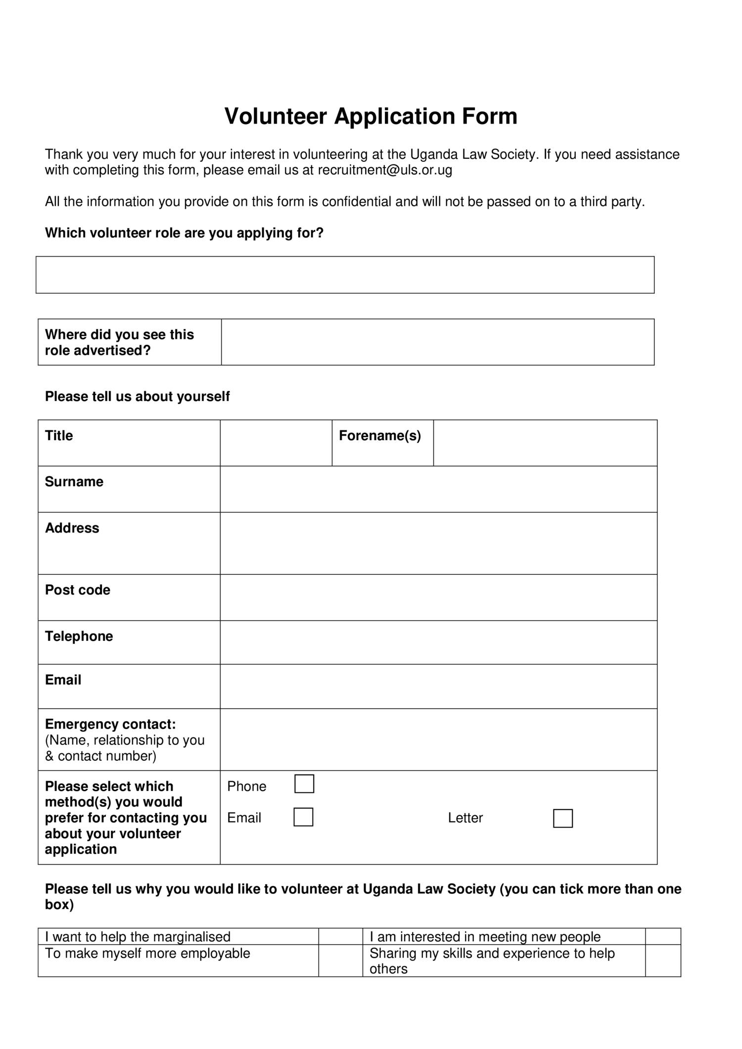 Volunteer Application Form doc DocDroid