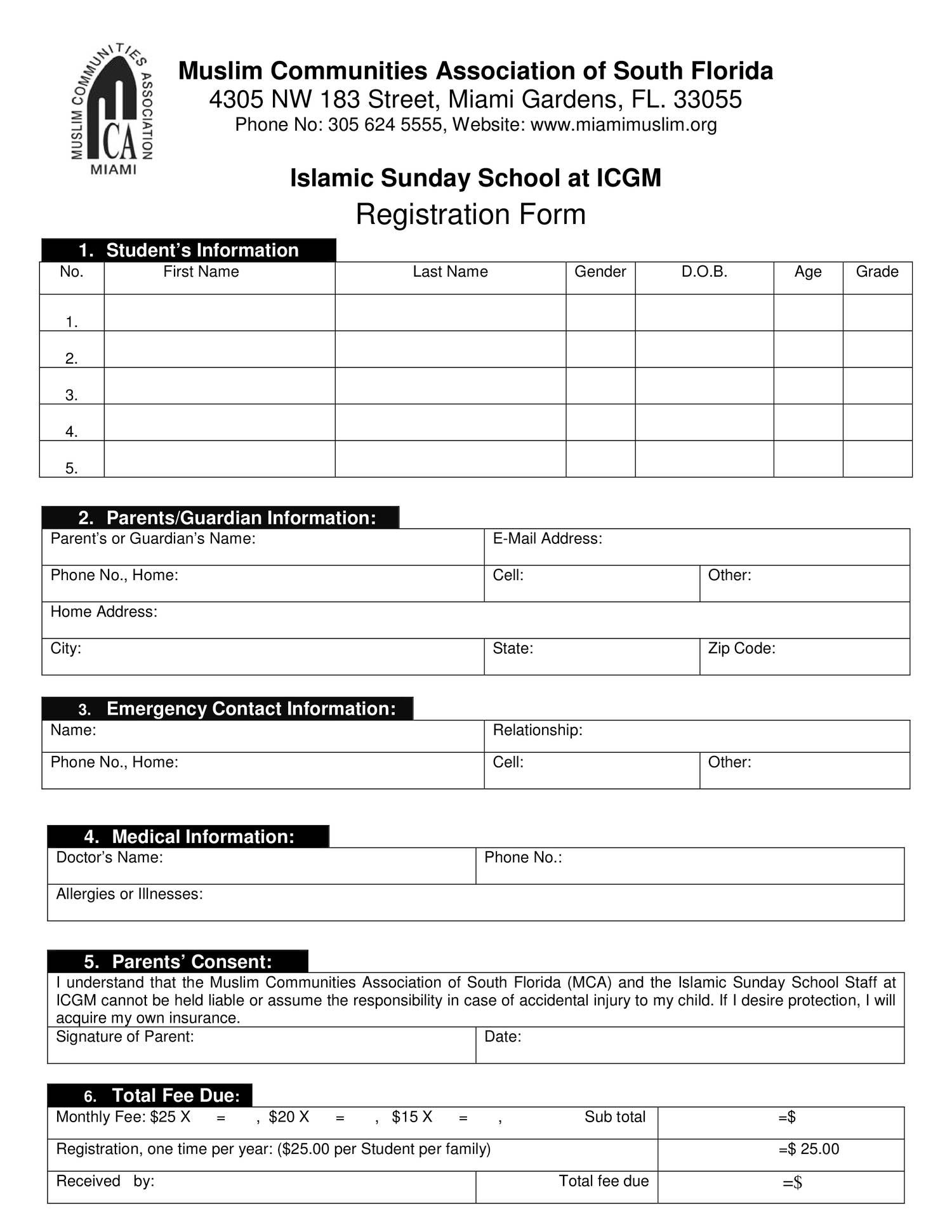 Sunday School Registration Form Template Word Fill Ou vrogue.co