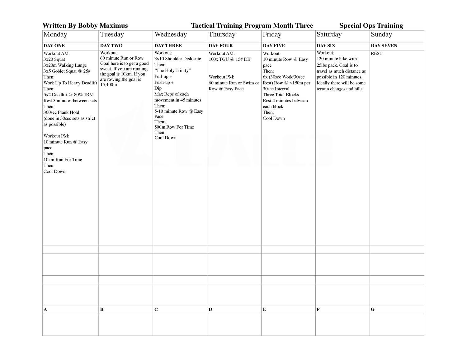 Special Forces Workout Program Pdf | EOUA Blog