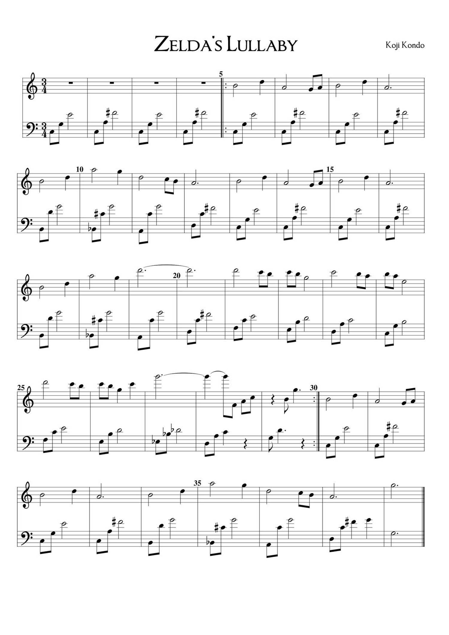 Zelda's Lullaby - Piano Sheet music for Piano (Solo)
