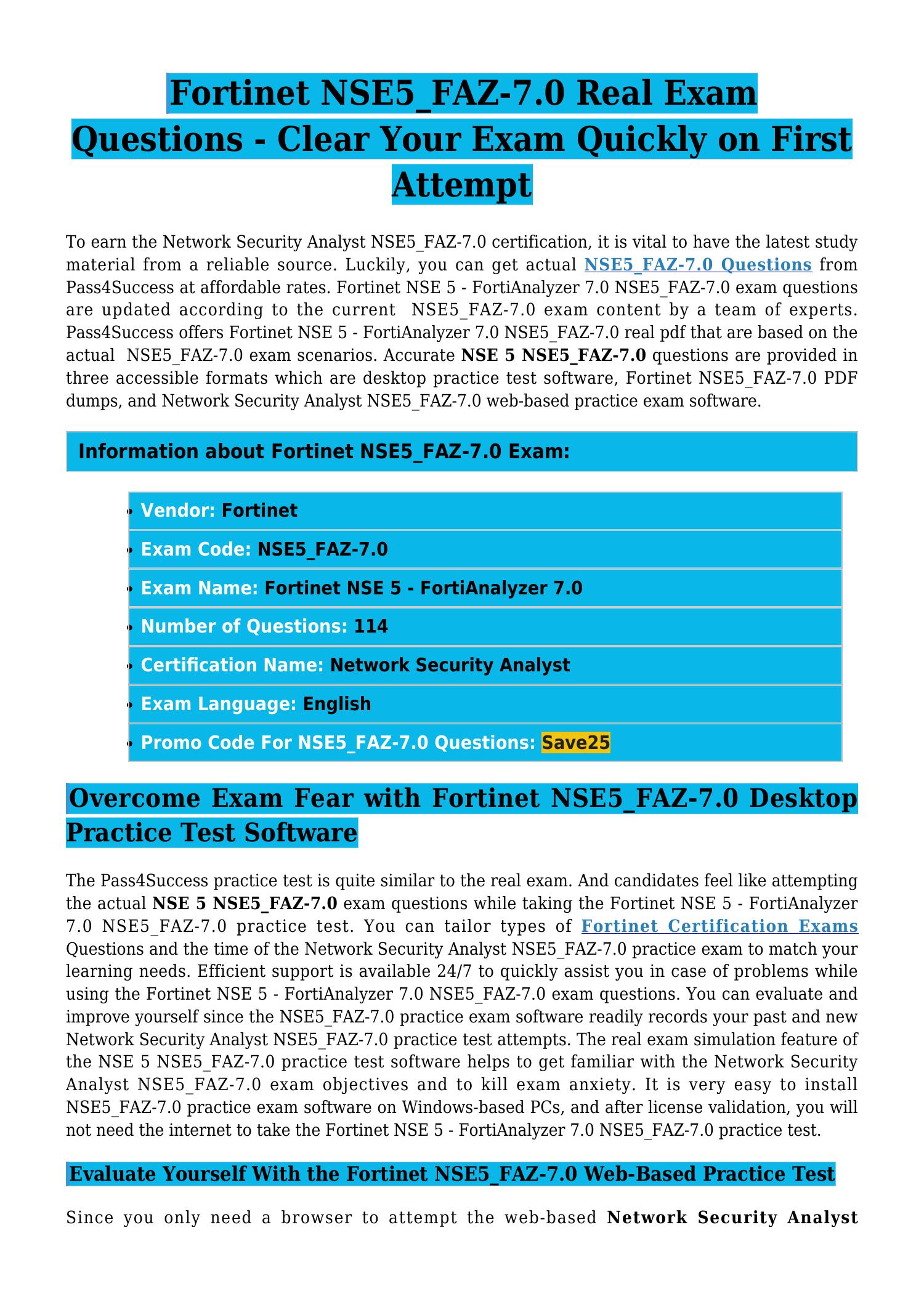 Exam NSE5_FAZ-7.0 Simulator Free