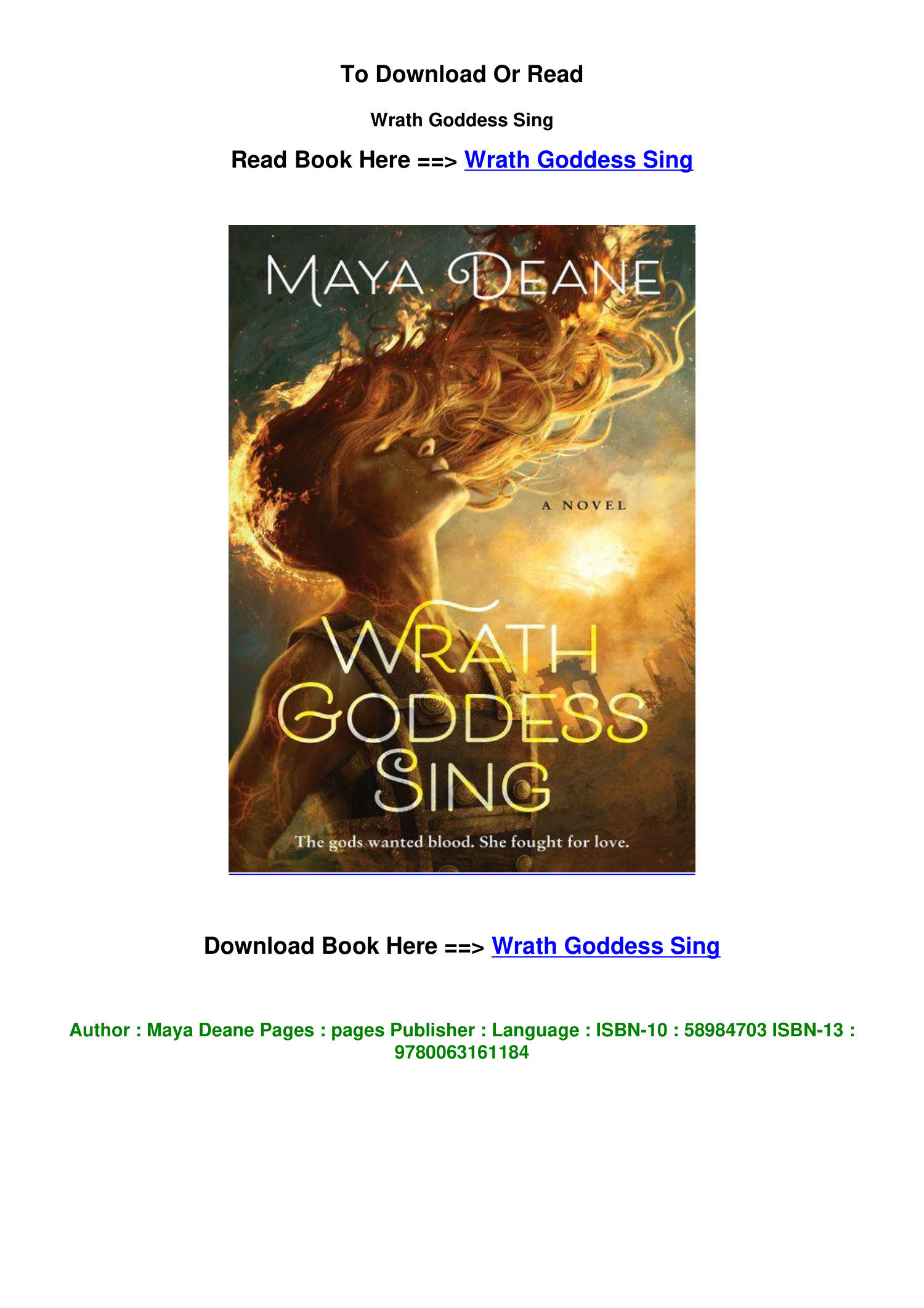 Майя Дин «Wrath Goddess Sing»