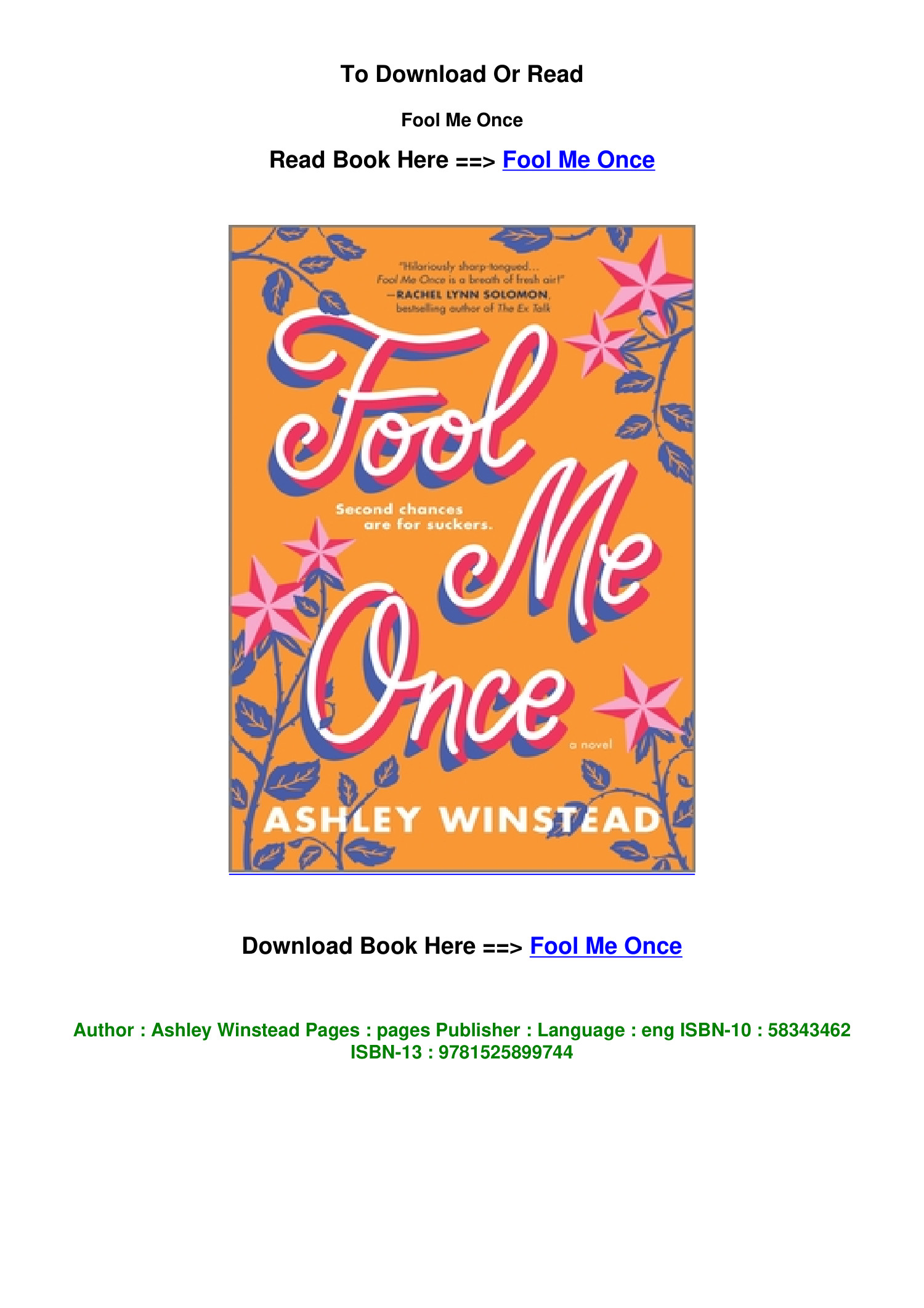 FOOL ME ONCE — Ashley Winstead