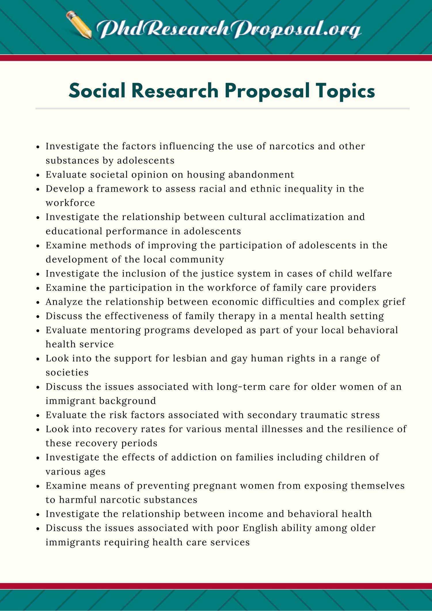 examples of research topics in social work