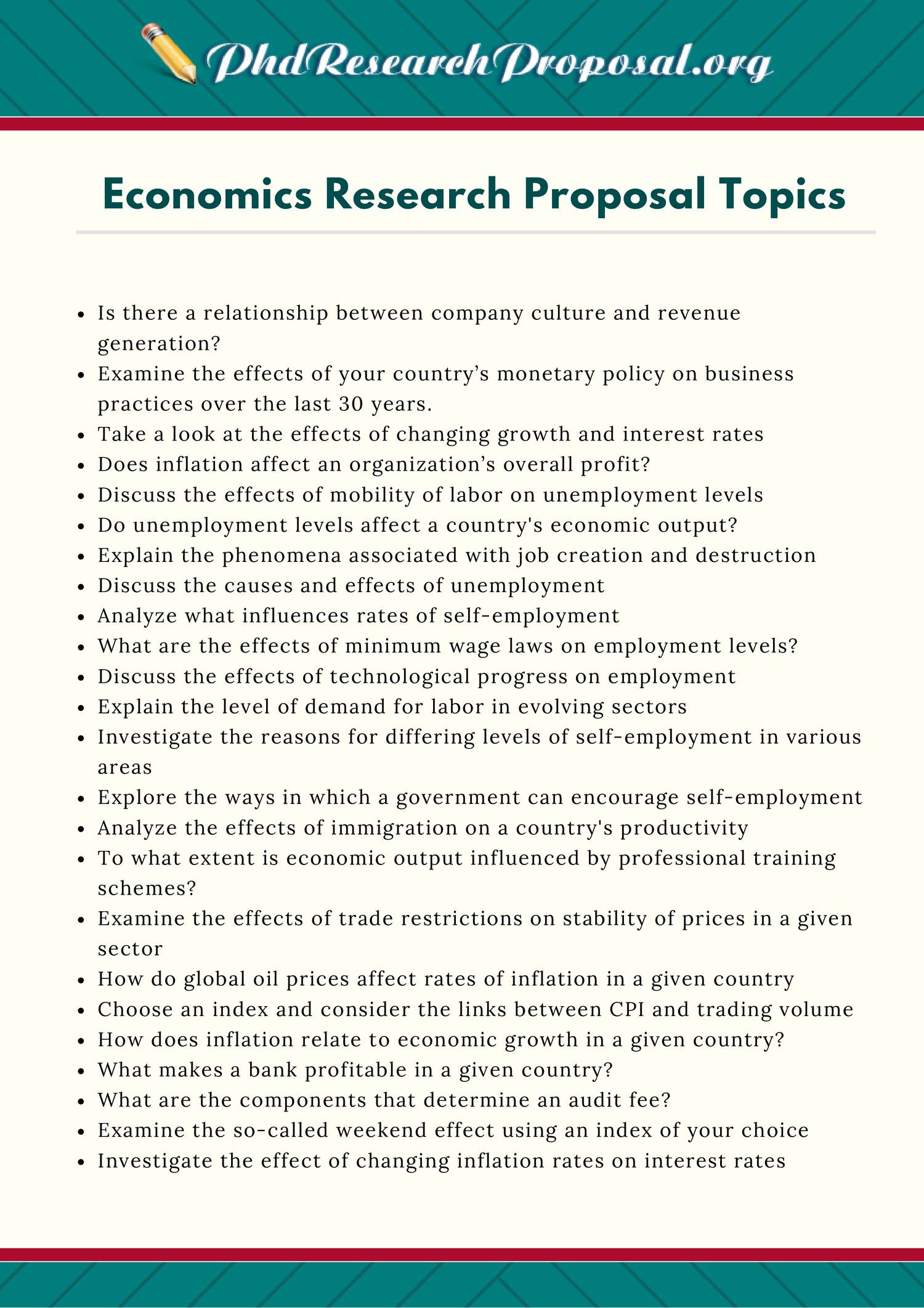 research projects for economics