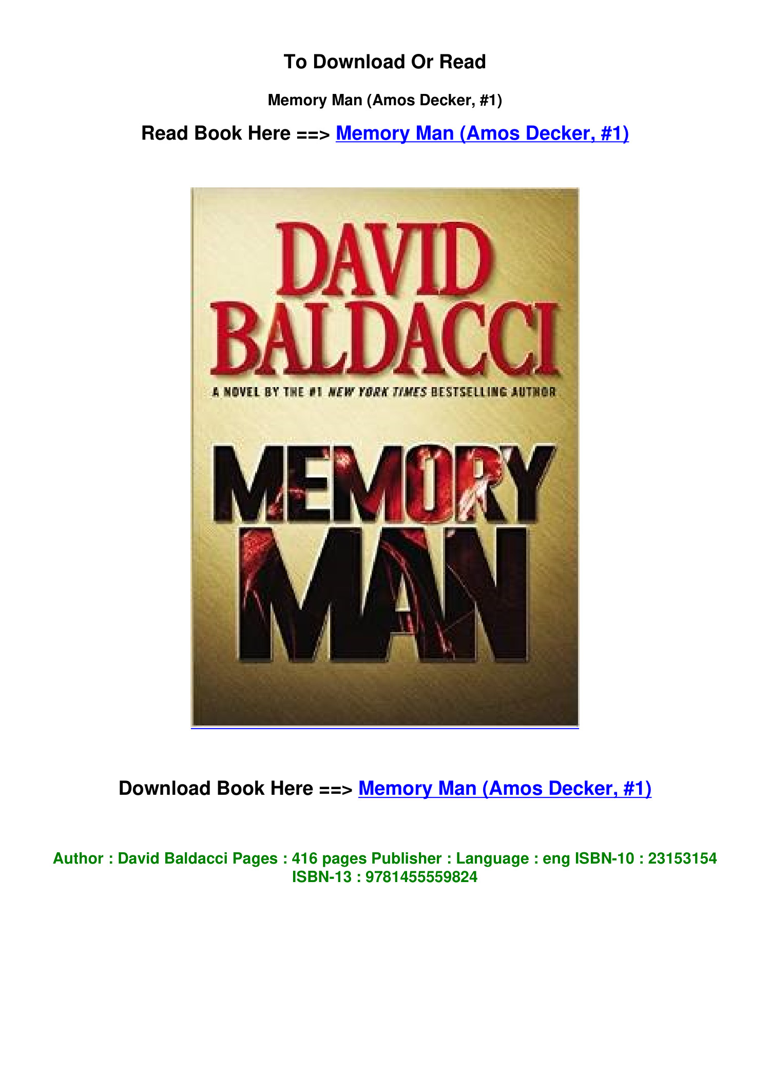 Download Pdf Memory Man Amos Decker 1 By David Baldacci.pdf DocDroid