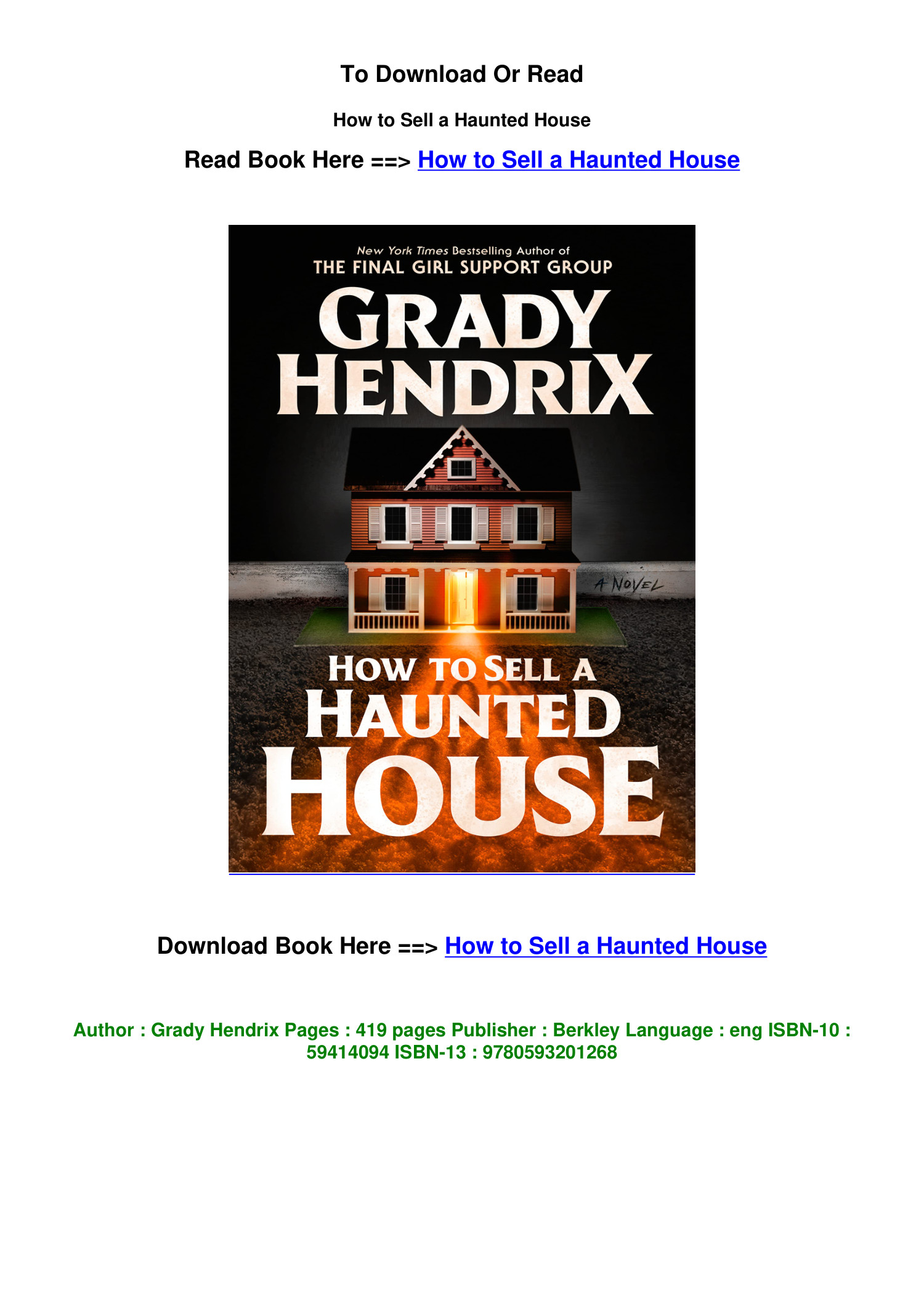 Download Pdf How To Sell A Haunted House By Grady Hendrix Pdf Docdroid