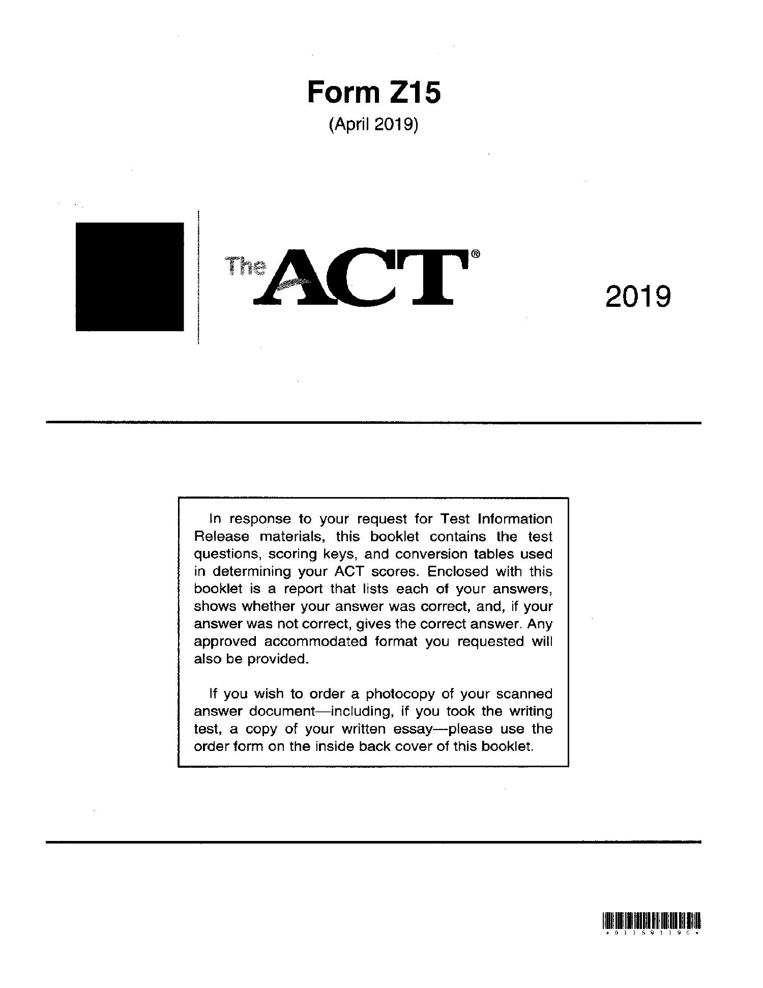 2019 April ACT Form Z15 McElroy Tutoring pdf DocDroid