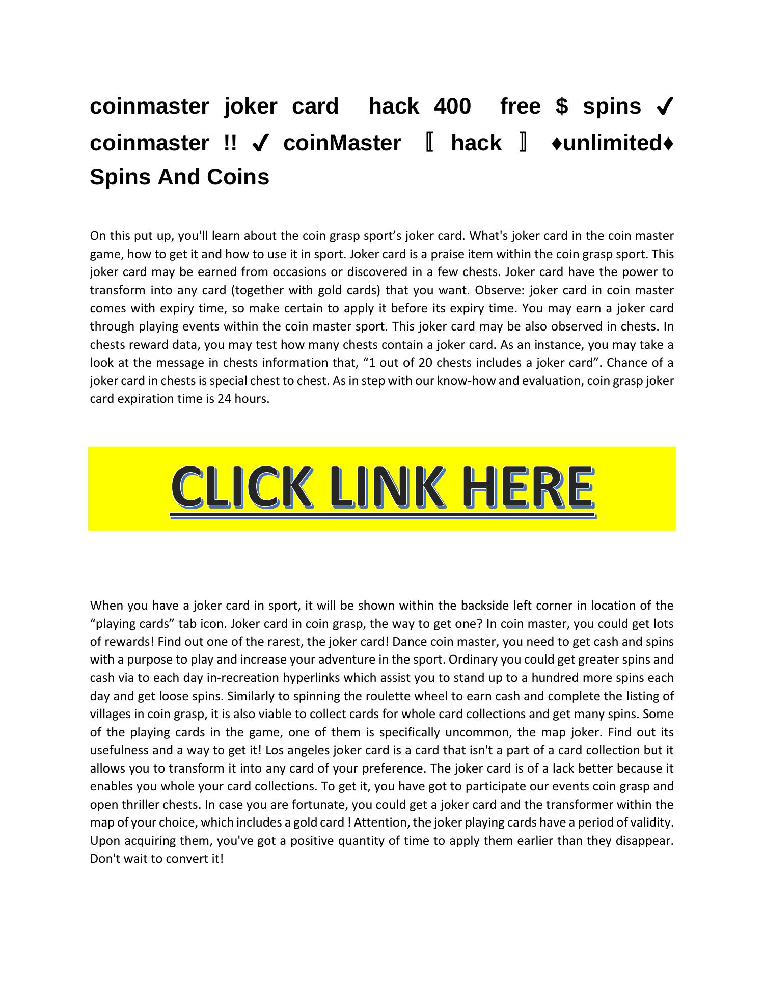 coinmaster joker card hack 400 free.pdf DocDroid