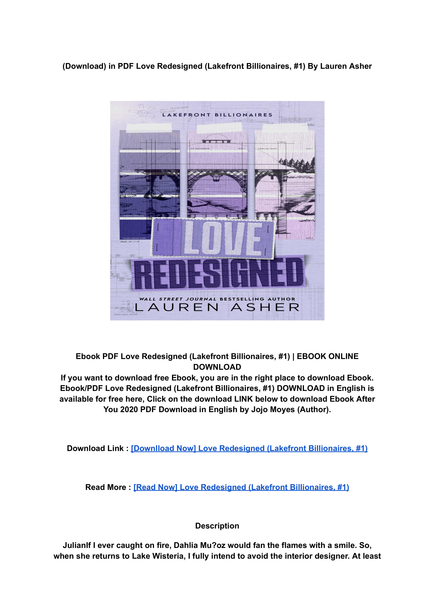 Read) PDF Love Redesigned (Lakefront Billionaires, #1) By _