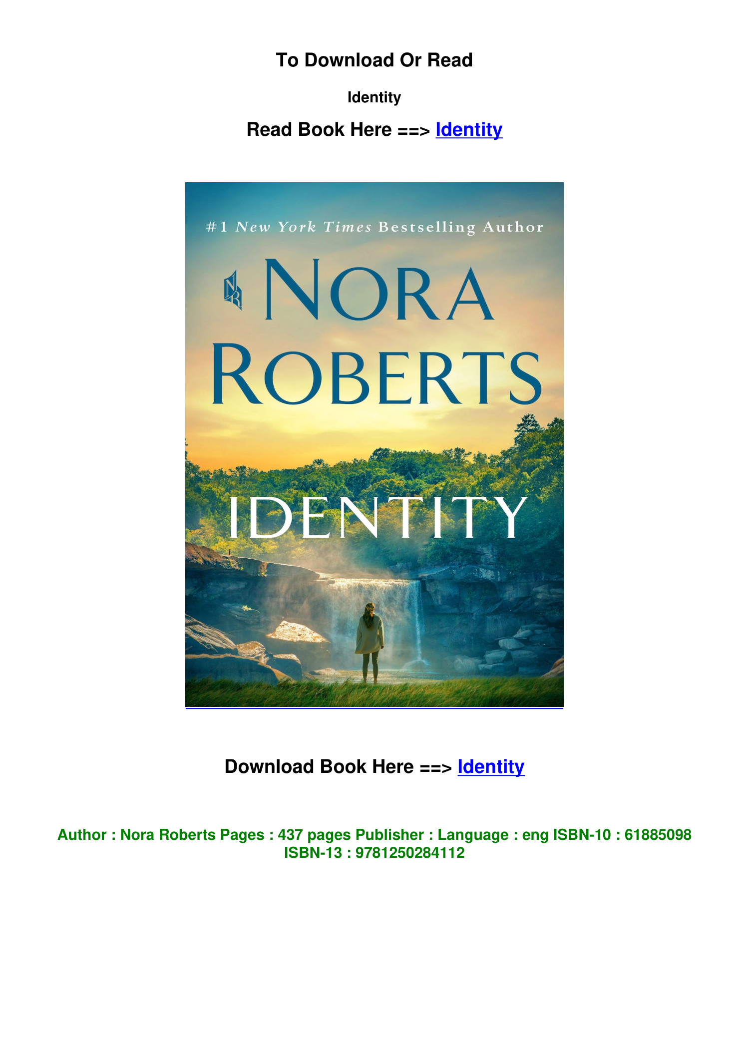 Download EPUB Identity BY Nora Roberts.pdf | DocDroid