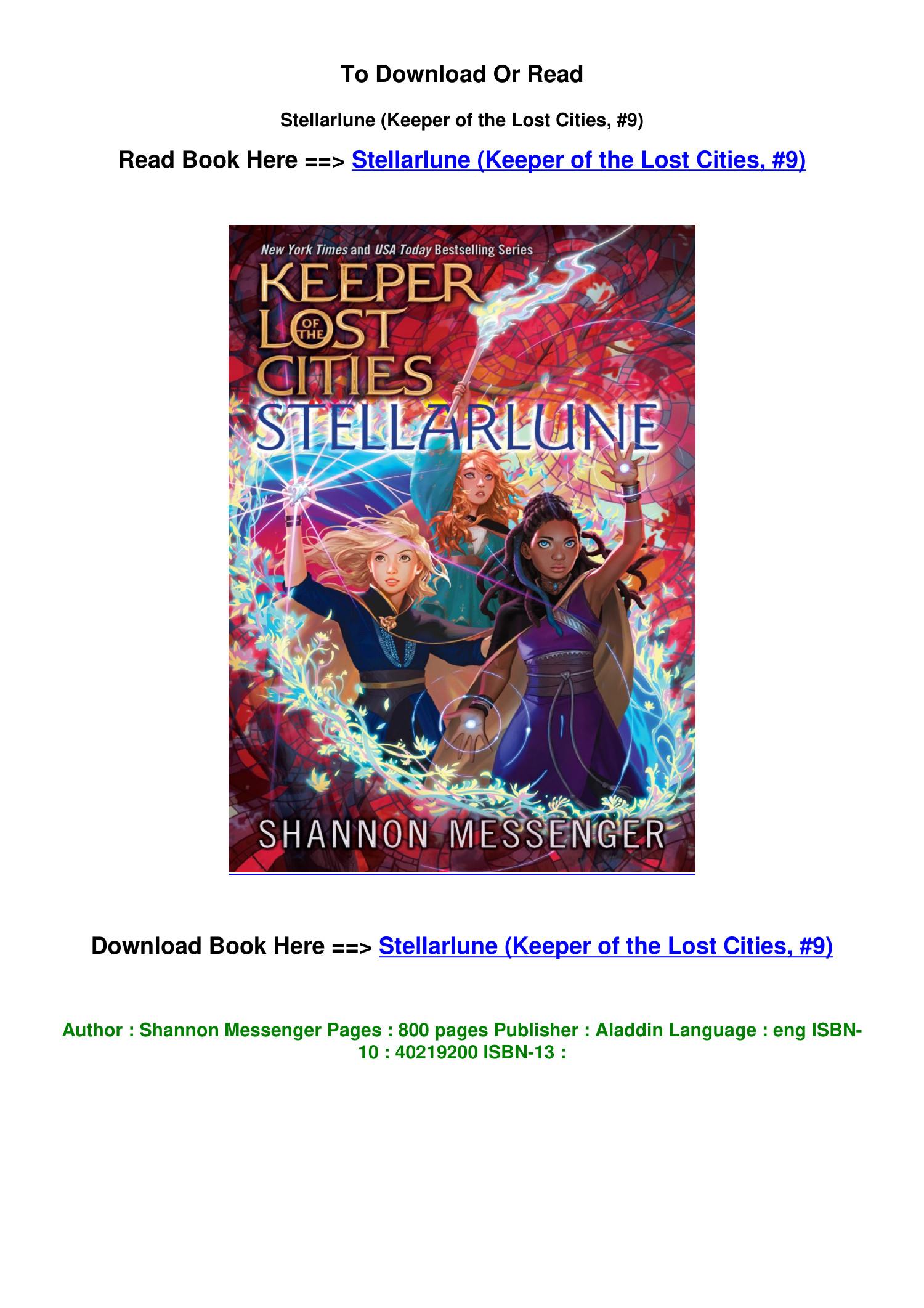 DOWNLOAD epub Stellarlune Keeper of the Lost Cities 9 BY Shannon ...