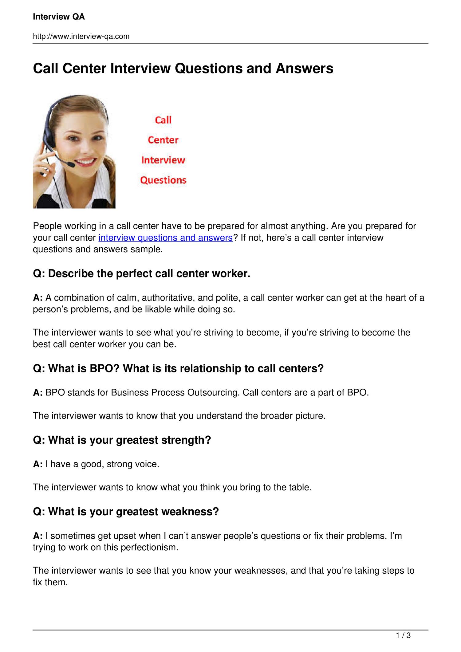 Call center interview questions and answers pdf DocDroid