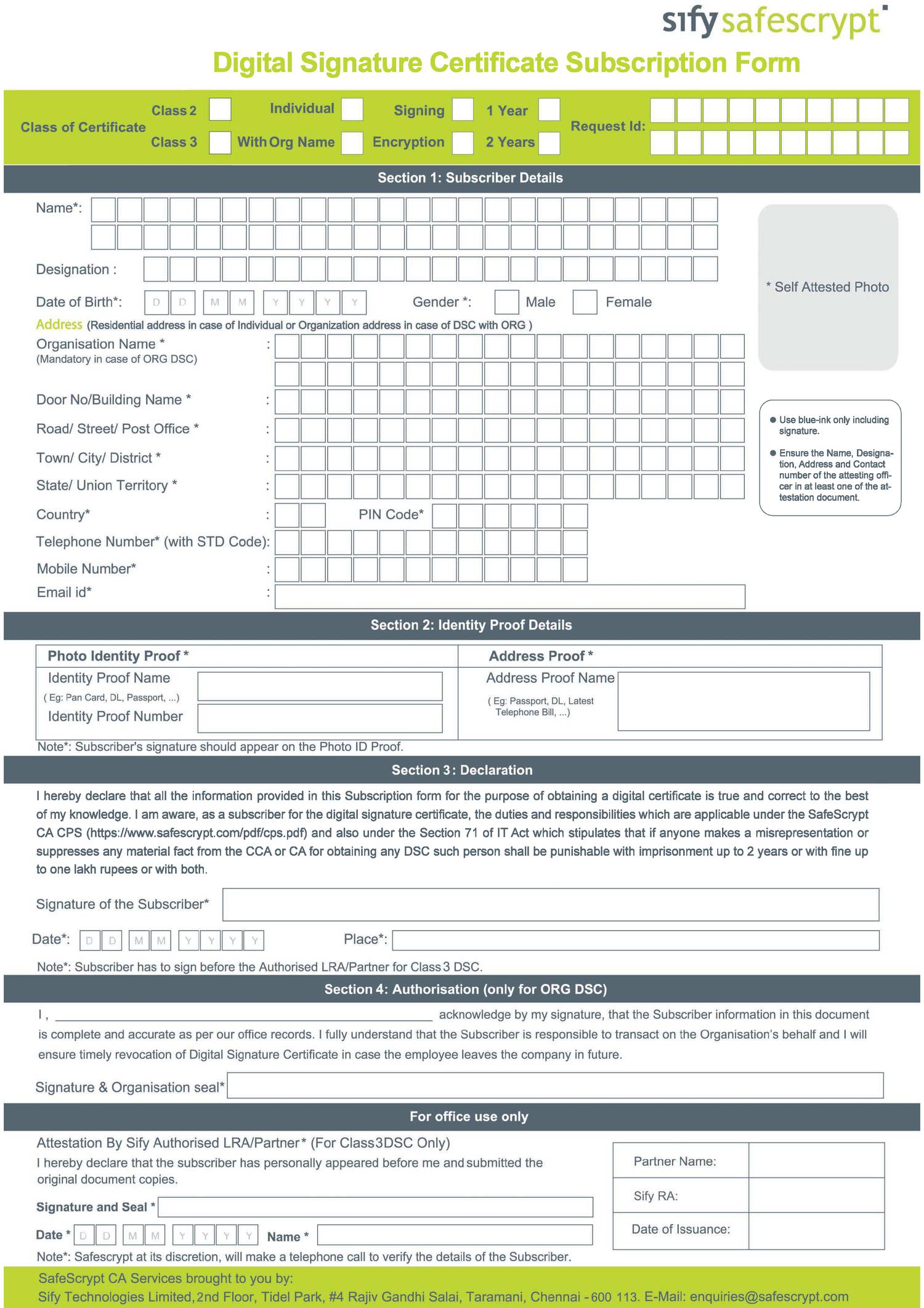 Sify Fillable Dsc Form Printable Forms Free Online 6682