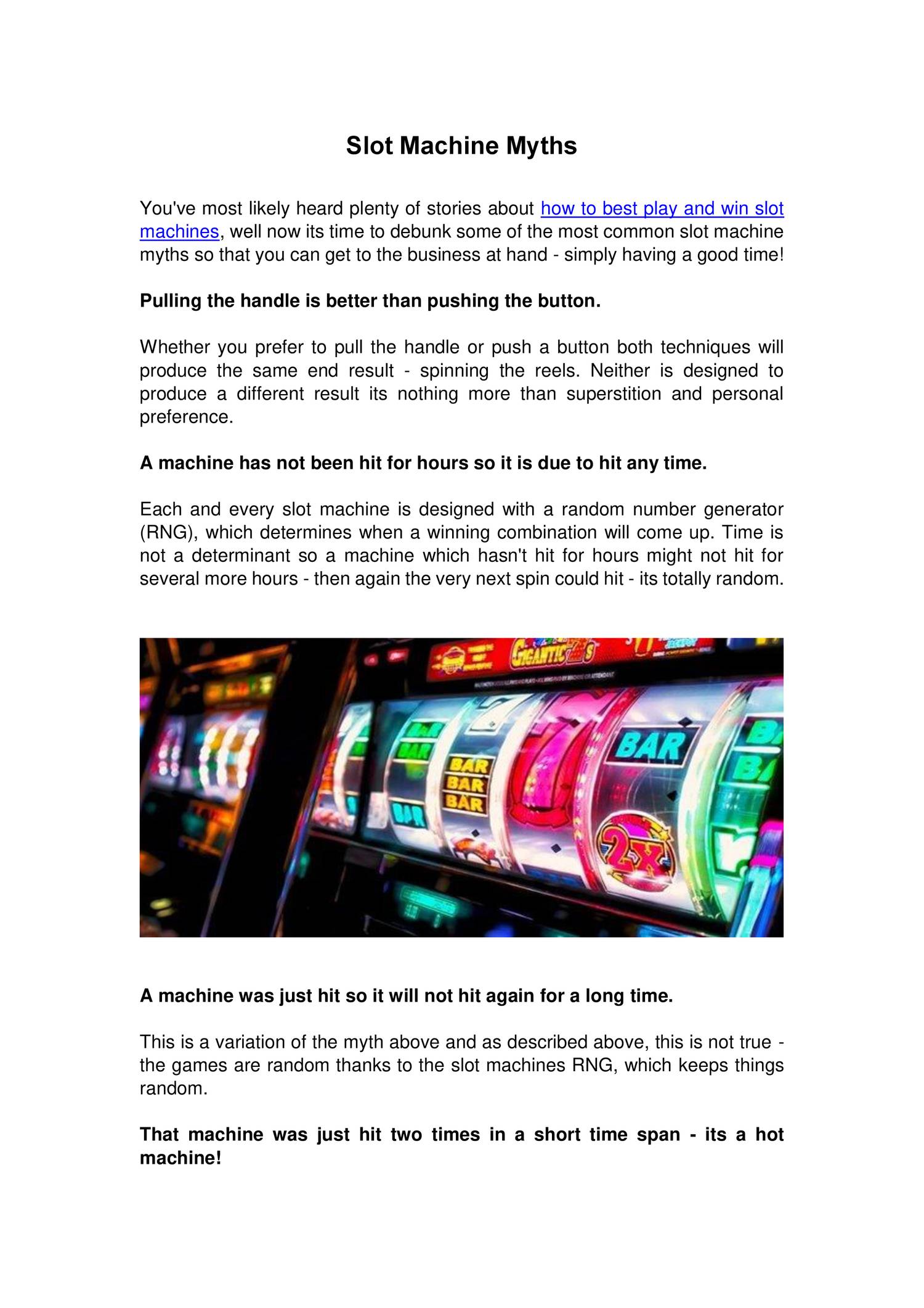 Slot machine myths