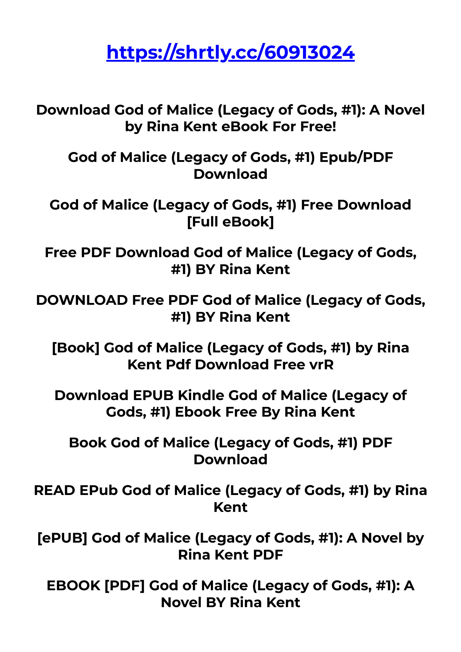 God of Malice (Legacy of Gods, #1) by Rina Kent