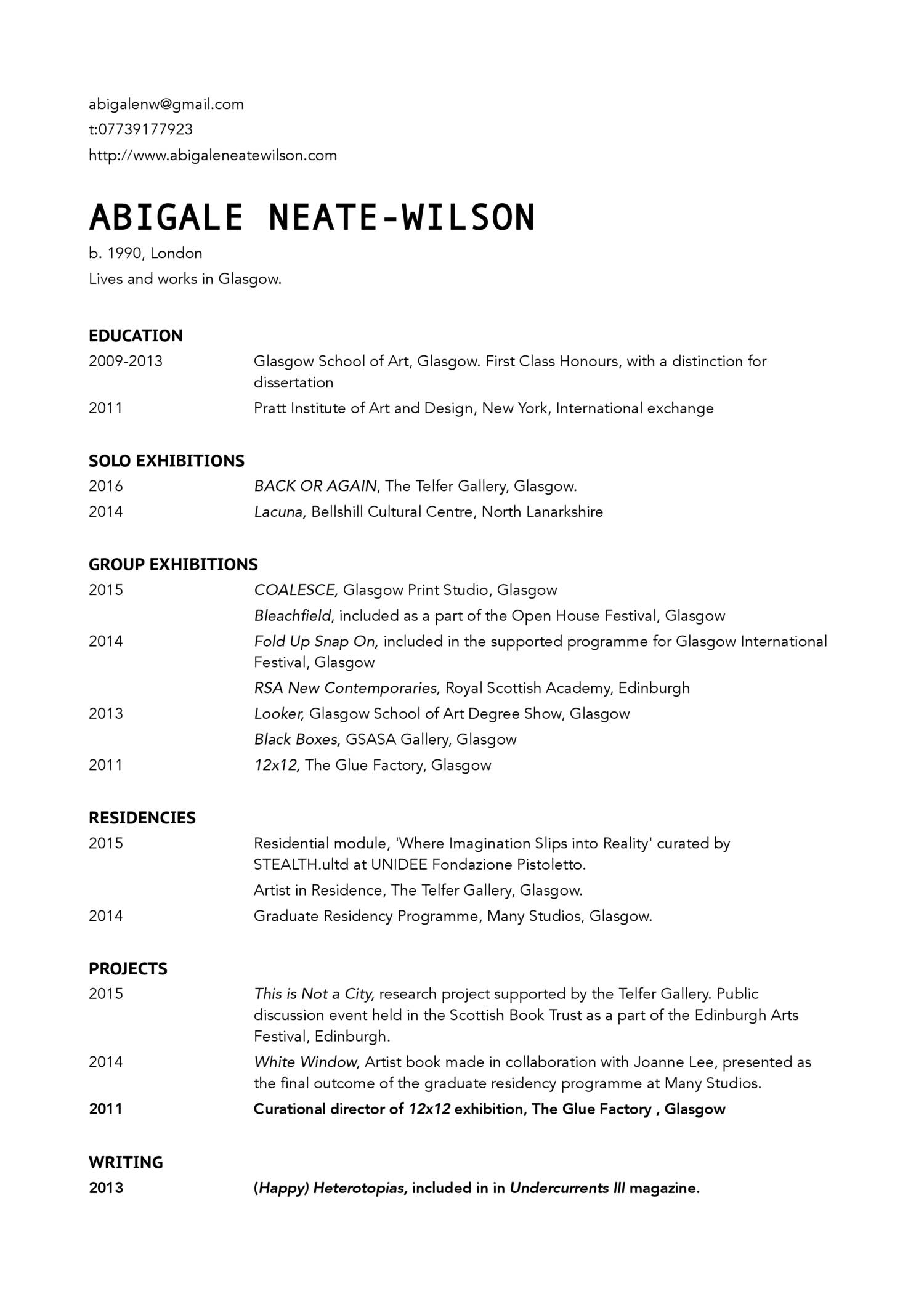 Artist's CV.pdf | DocDroid