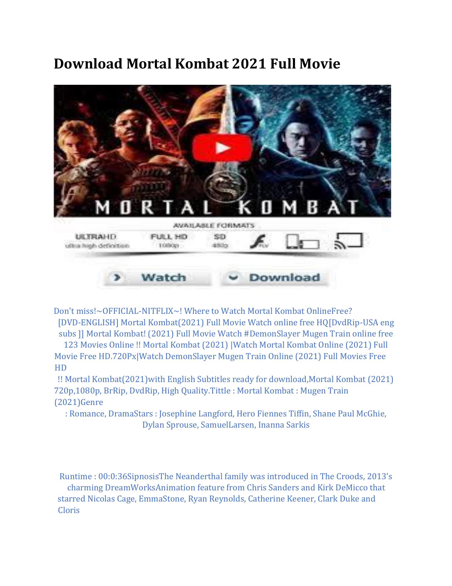 Mortal Kombat English Movie Full Download - Watch Mortal Kombat