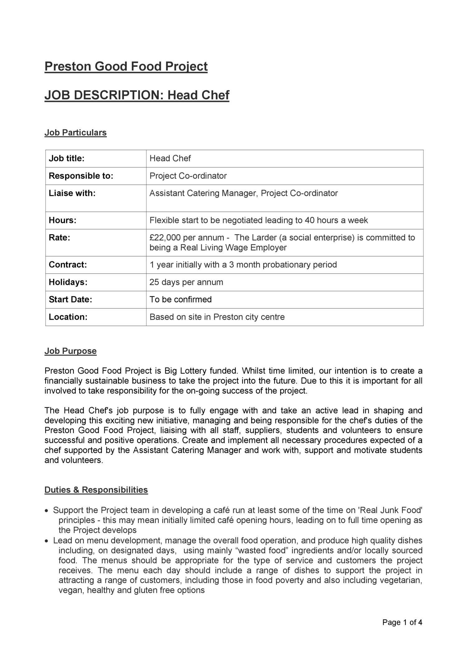 Head Chef Job Description pdf DocDroid