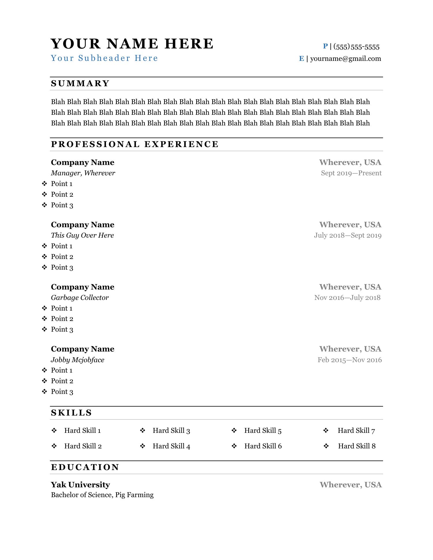 Resume Template docx DocDroid