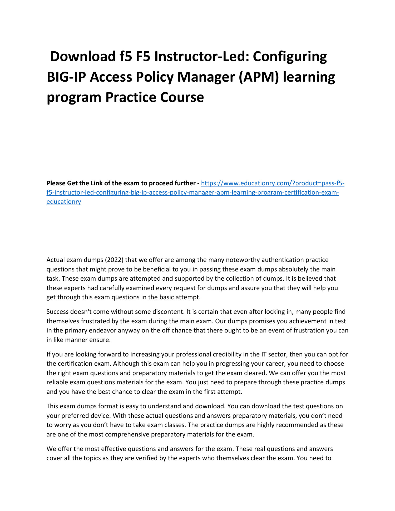 Download F5 Instructor Led Configuring BIG IP Access Policy