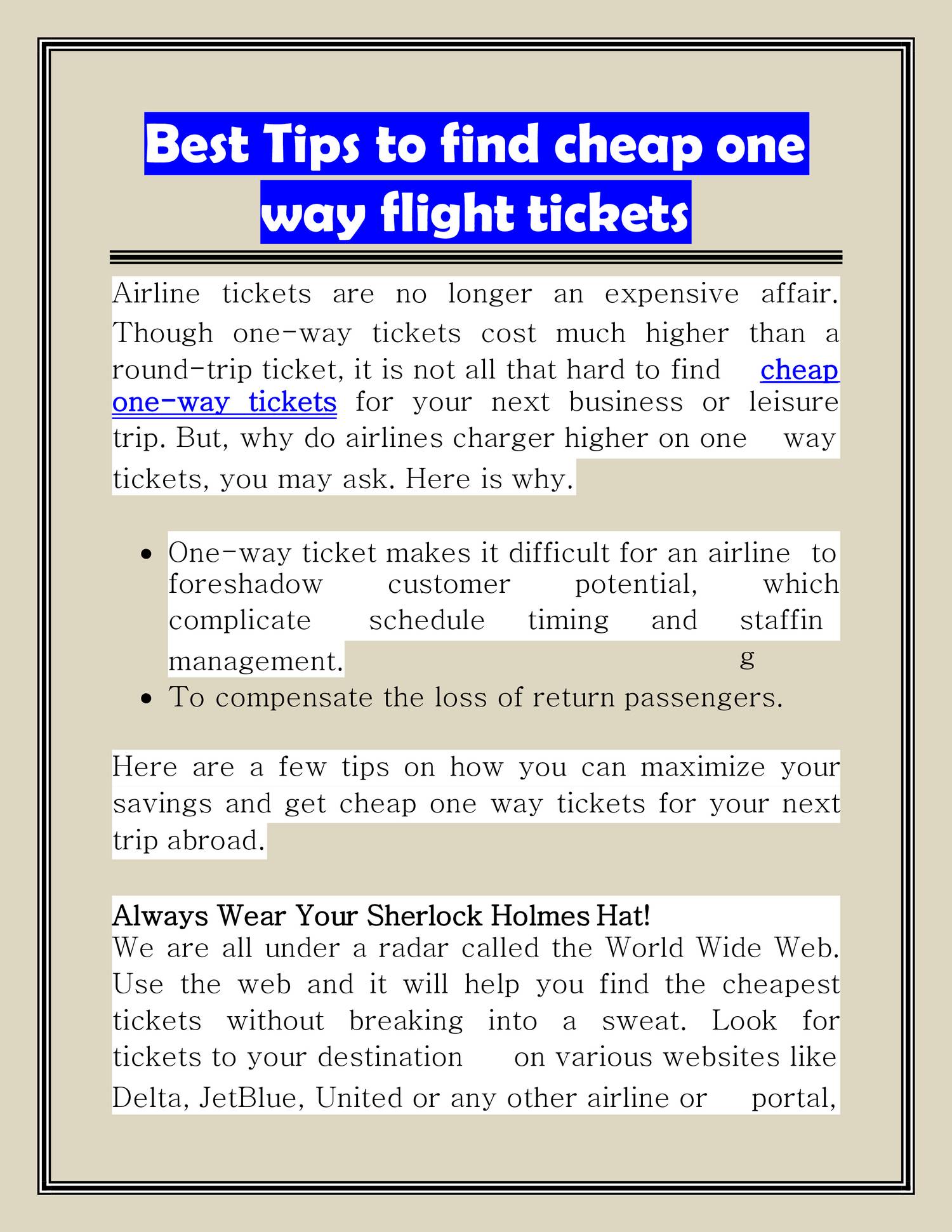 find cheap one way flights