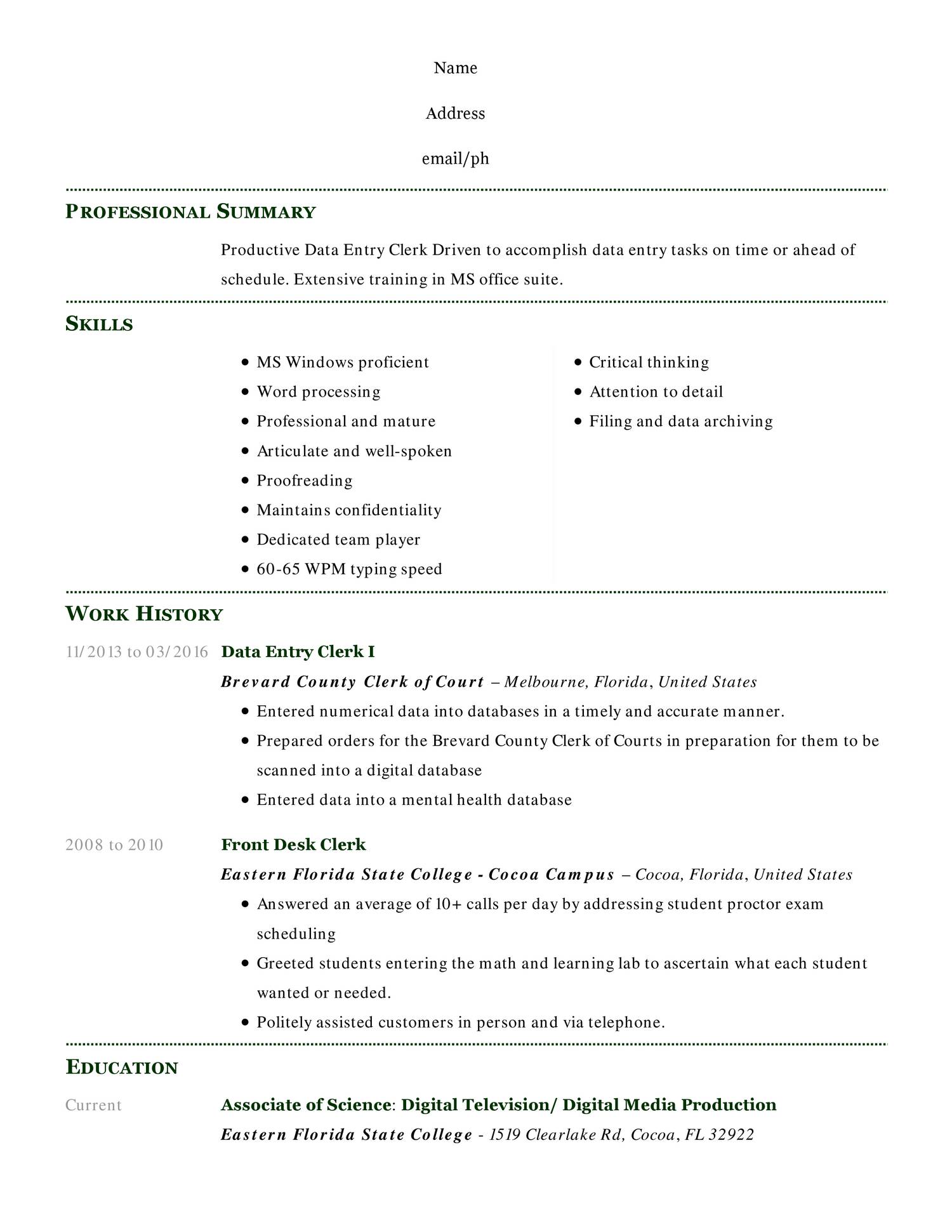 editable resume template pdf