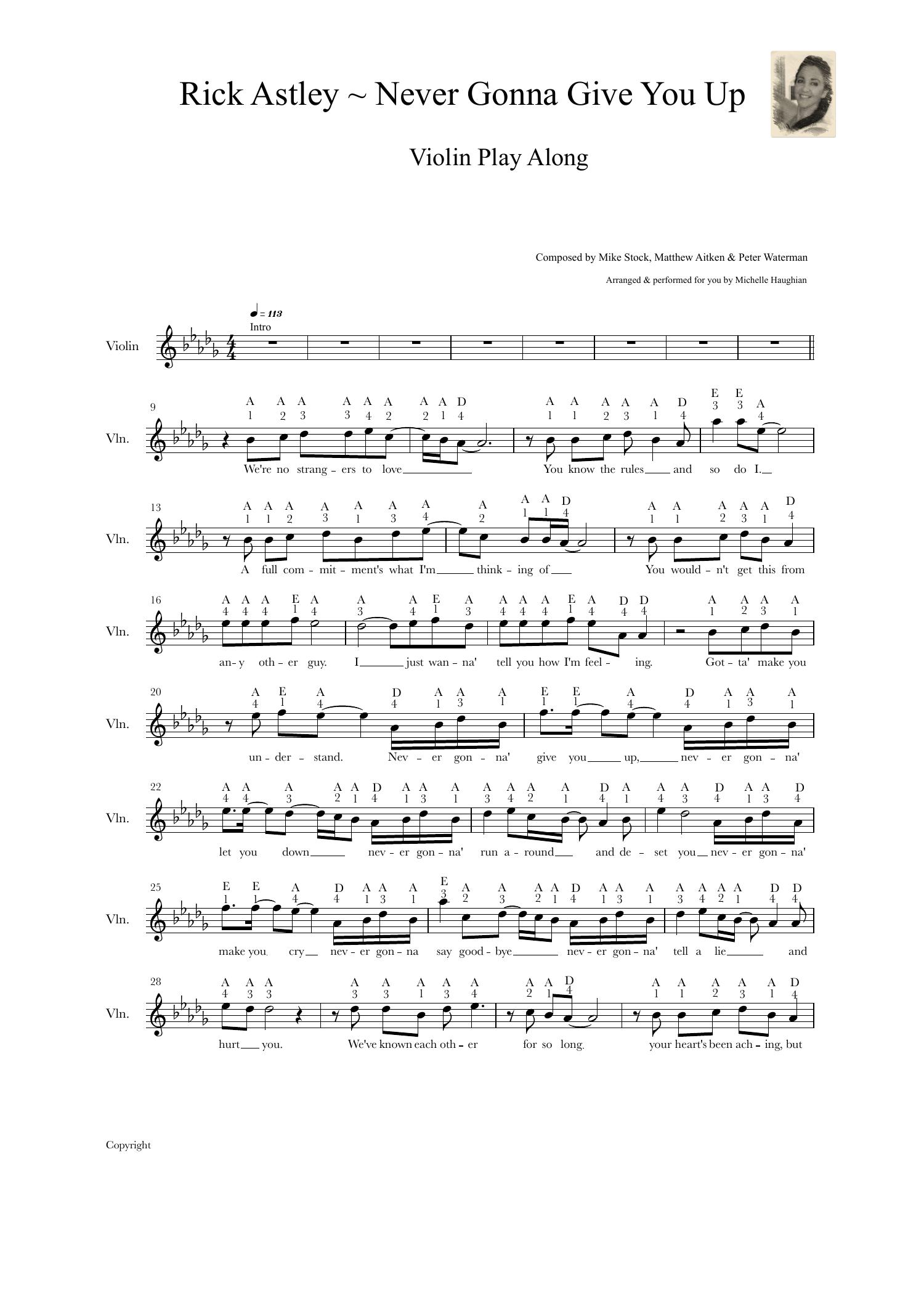 Rick Astley Never Gonna Give You Up Violin Play Along Pdf Docdroid