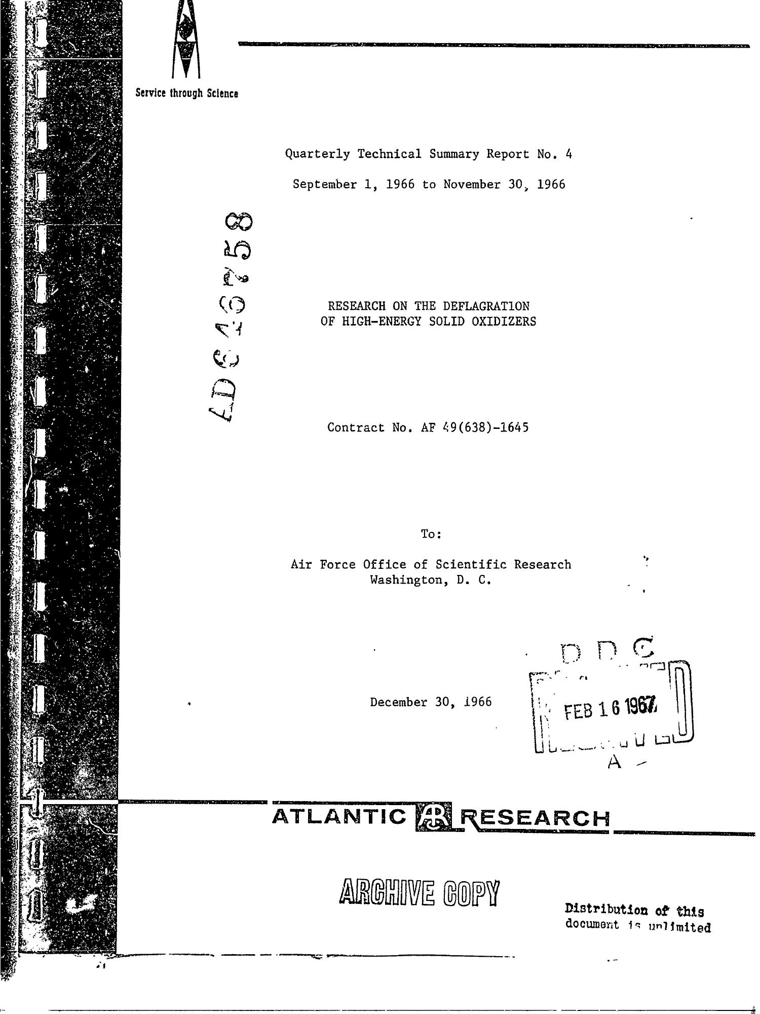 Atlantic Research Corporation Research On The Deflagration Of High